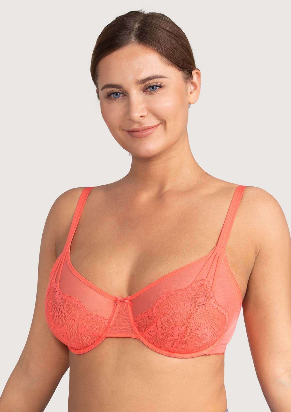 HSIA Amaryllis Lace Underwire Full Cup Bra Unpadded Minimizer Bra - Burgundy / 36 / C