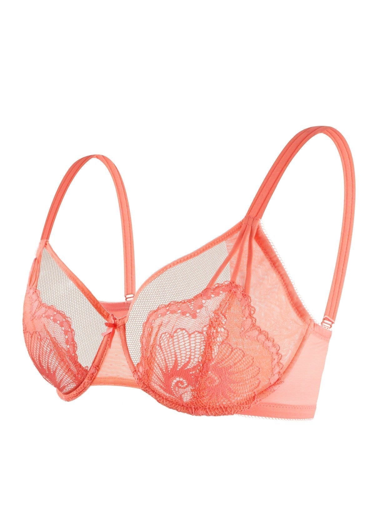 HSIA Amaryllis Lace Underwire Full Cup Bra Unpadded Minimizer Bra - Orange / 40 / D