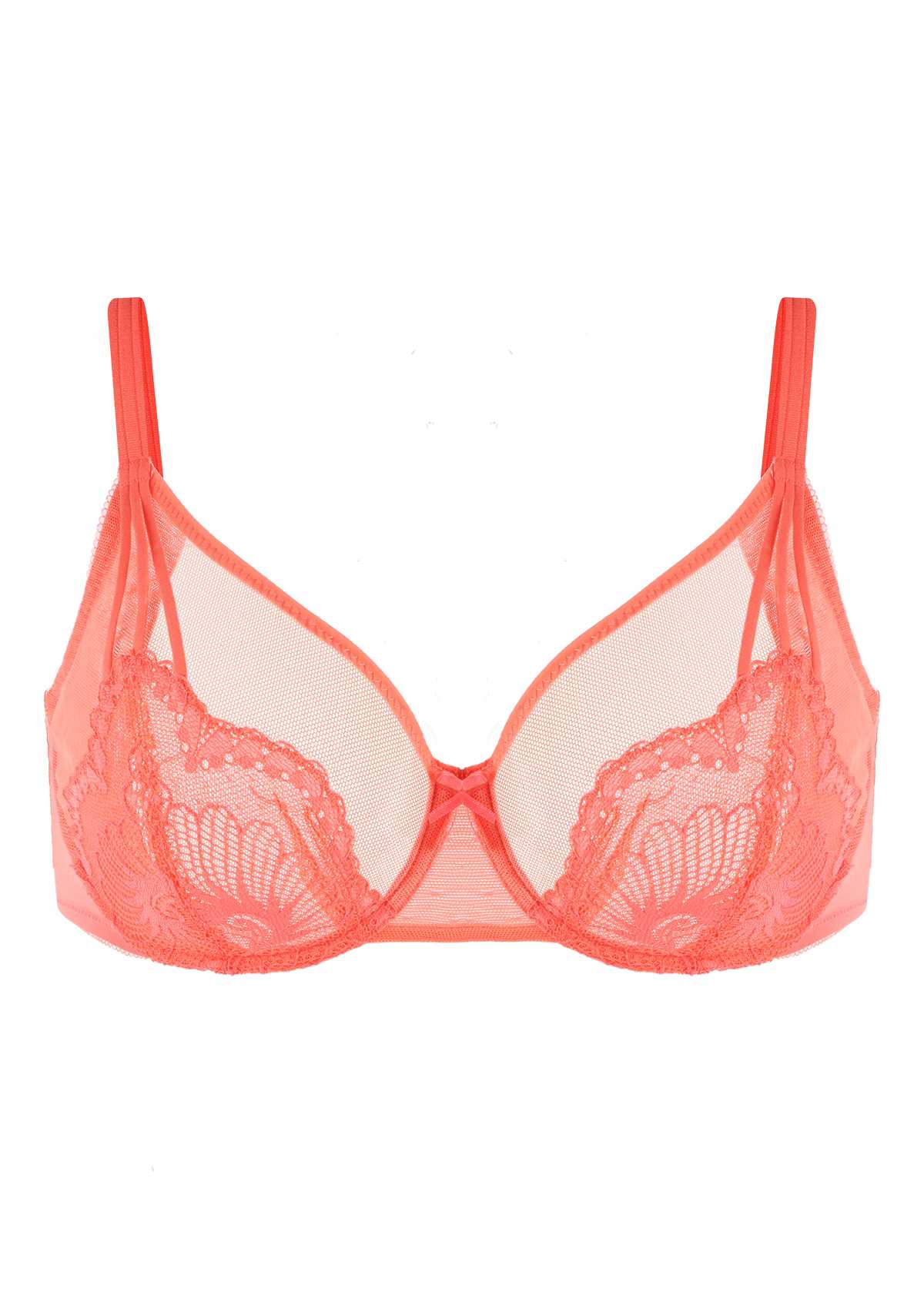 HSIA Amaryllis Lace Underwire Full Cup Bra Unpadded Minimizer Bra - Orange / 36 / C