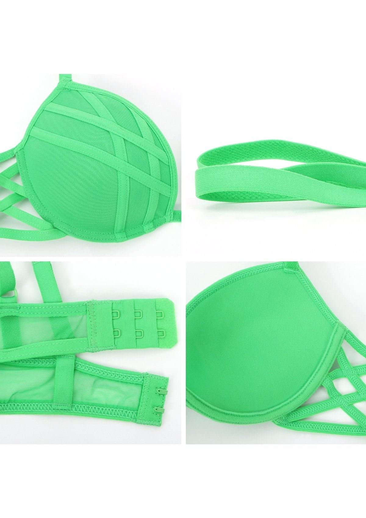 HSIA Cross Strap Padded Bra For Smaller Boobs - 32B / Green