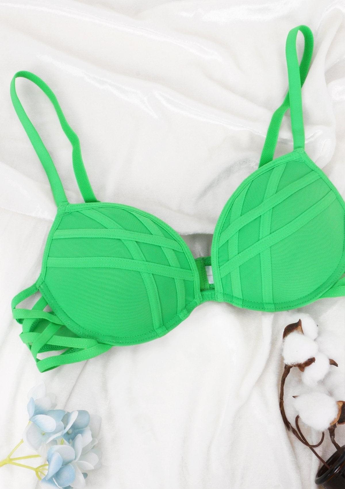 HSIA Cross Strap Padded Bra For Smaller Boobs - 32B / Green