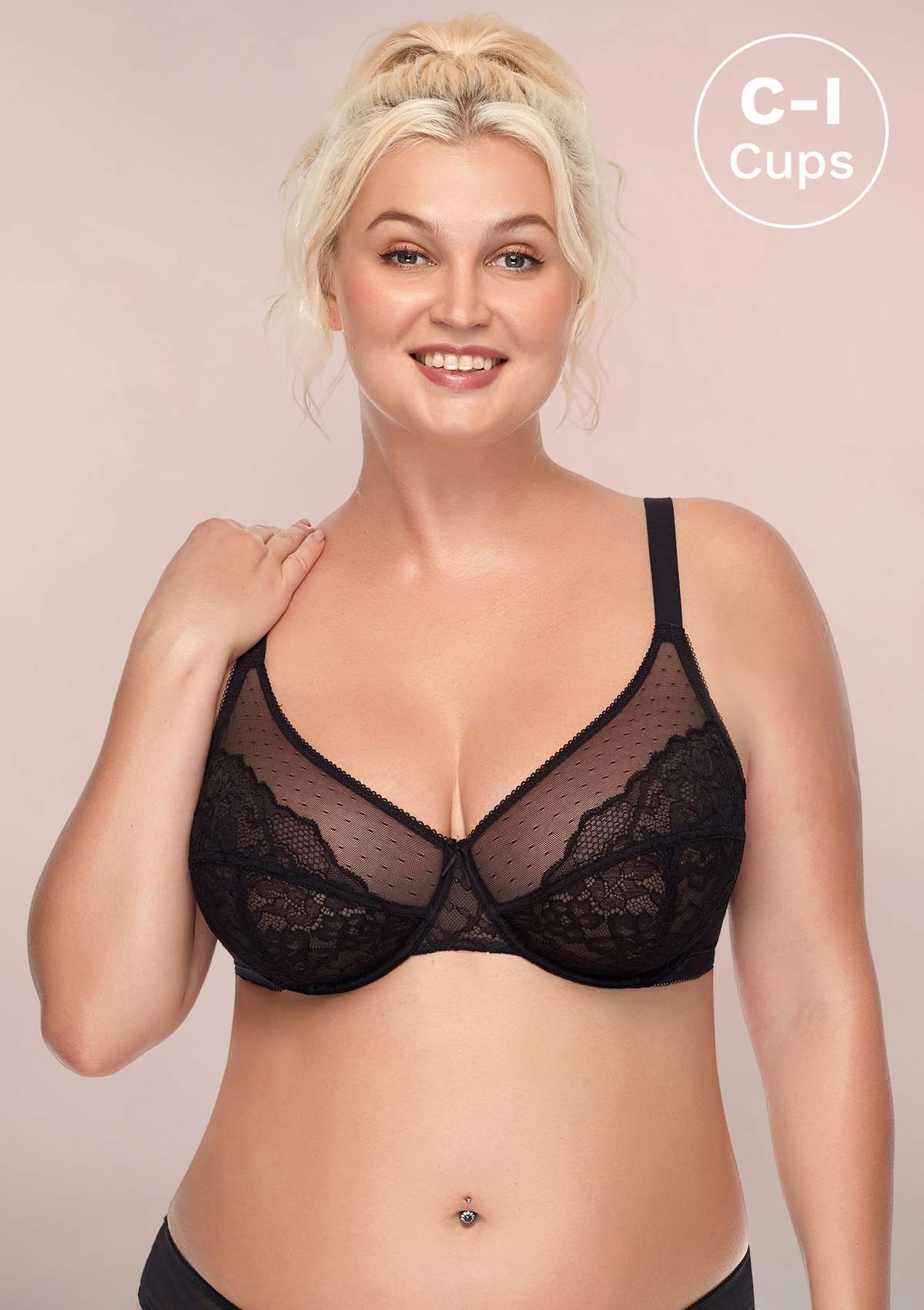 HSIA Enchante Full Coverage Minimizer Bra: Lace Underwire, Unlined Bra - Black / 38 / I