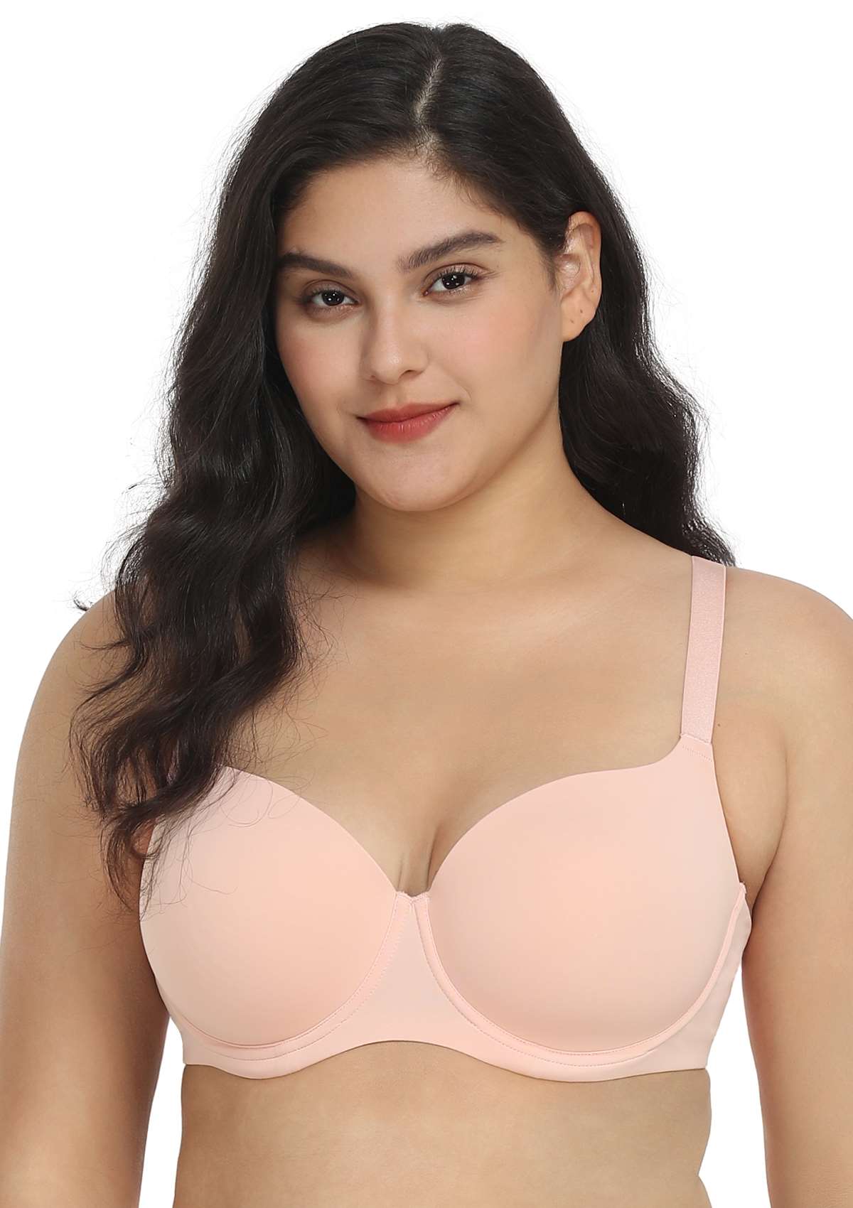 HSIA Gemma Smooth Supportive Padded T-shirt Bra - For Full Figures - Baby Pink / 34 / DDD/F