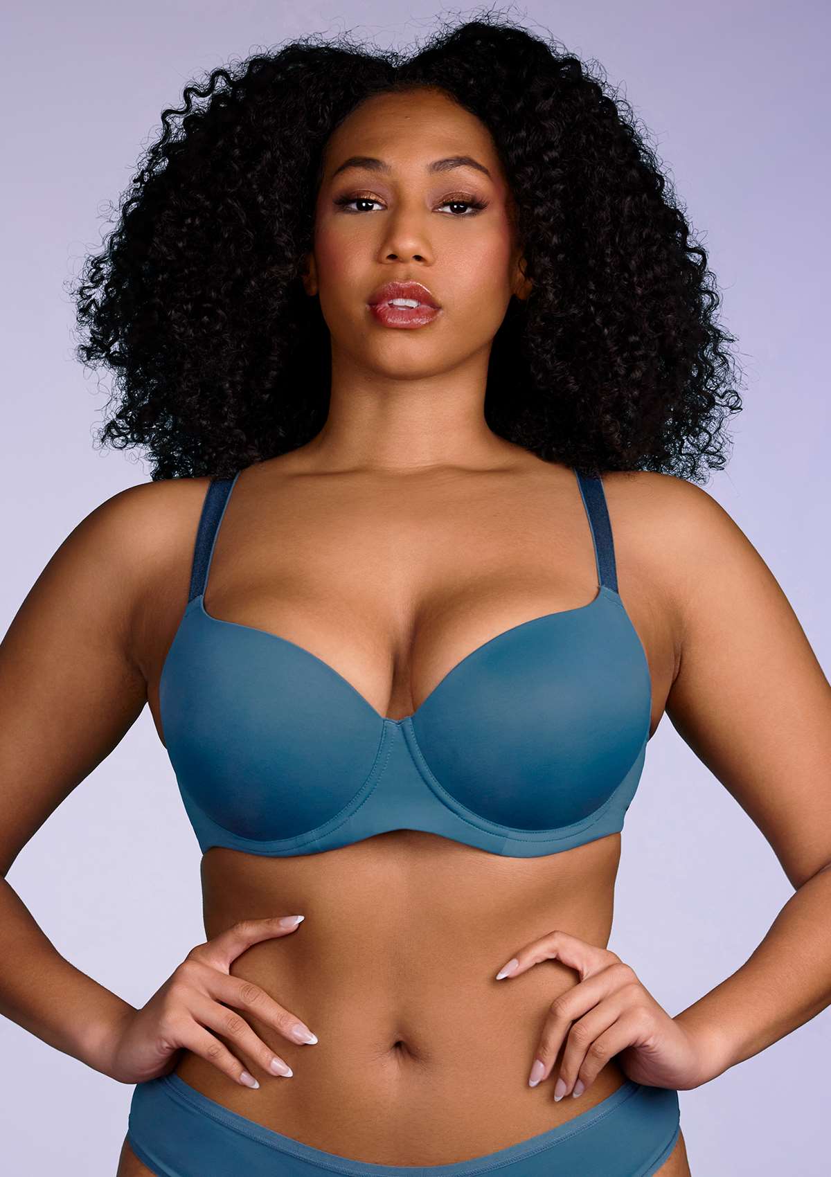 HSIA Gemma Smooth Supportive Padded T-shirt Bra - For Full Figures - Teal Blue / 38 / DDD/F