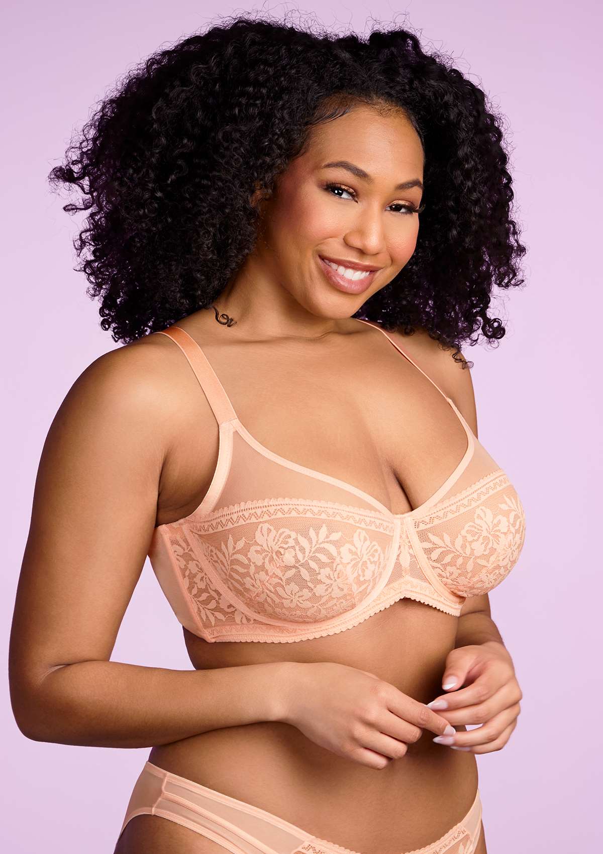 HSIA Gladioli Lace Mesh Minimizing Unlined Underwire Bra For Fuller Busts - Peach / 44 / G