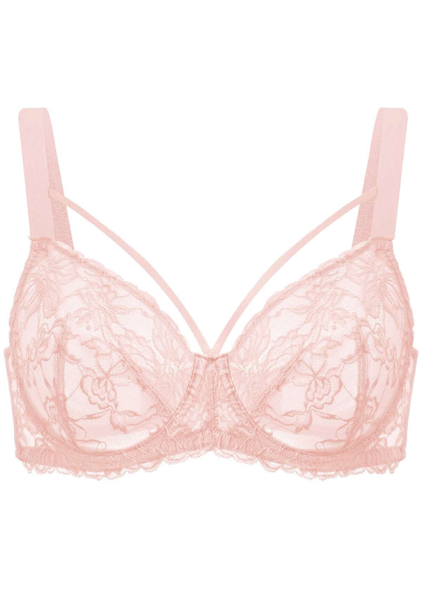 HSIA Pretty In Petals: Strappy Lace Sheer Bra For Side And Back Fat - Baby Pink / 38 / G