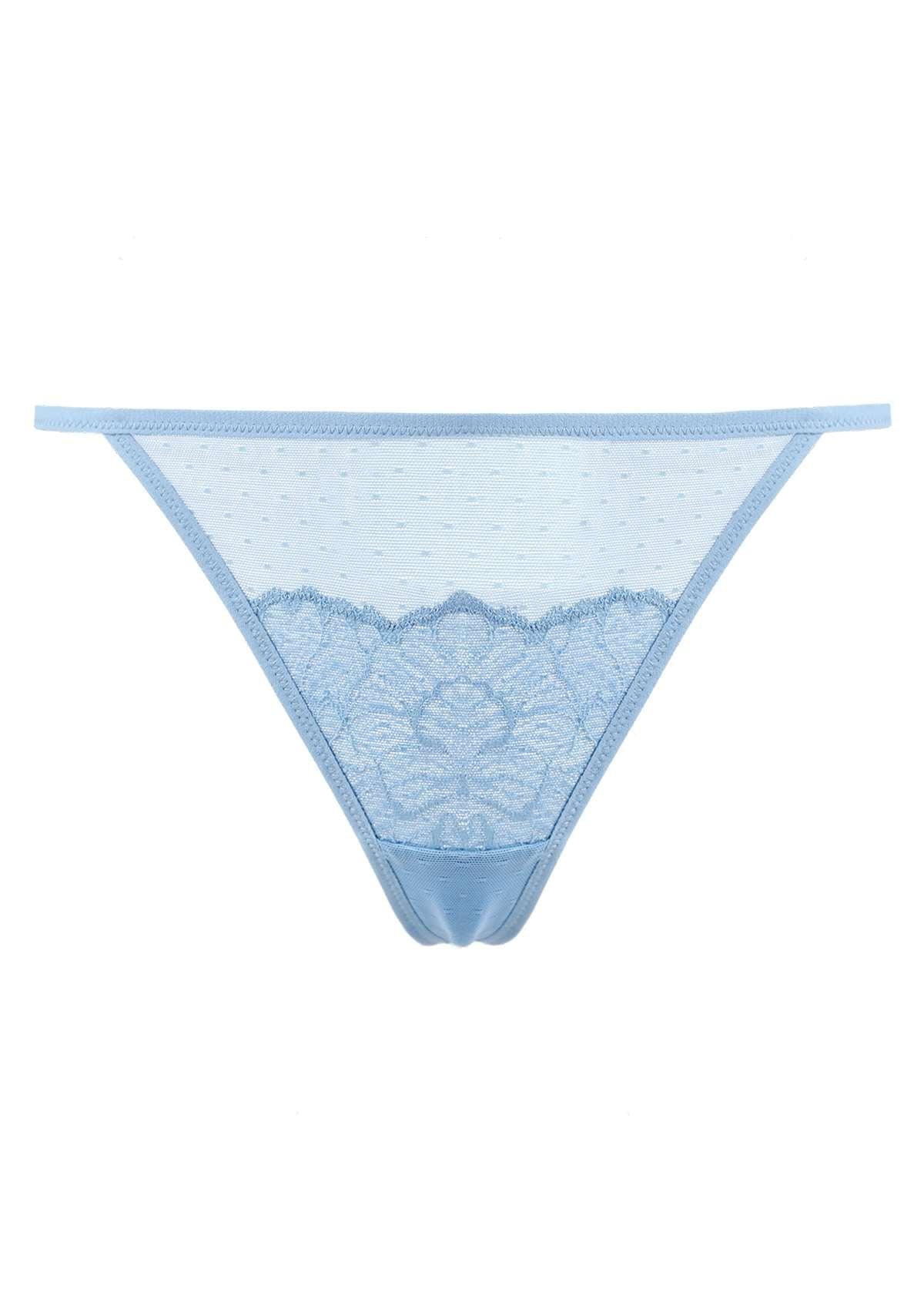 HSIA Blossom Floral Lace Mesh Cheeky Sexy String Thongs - 3 Pack - S / Storm Blue+Dark Pink+Black
