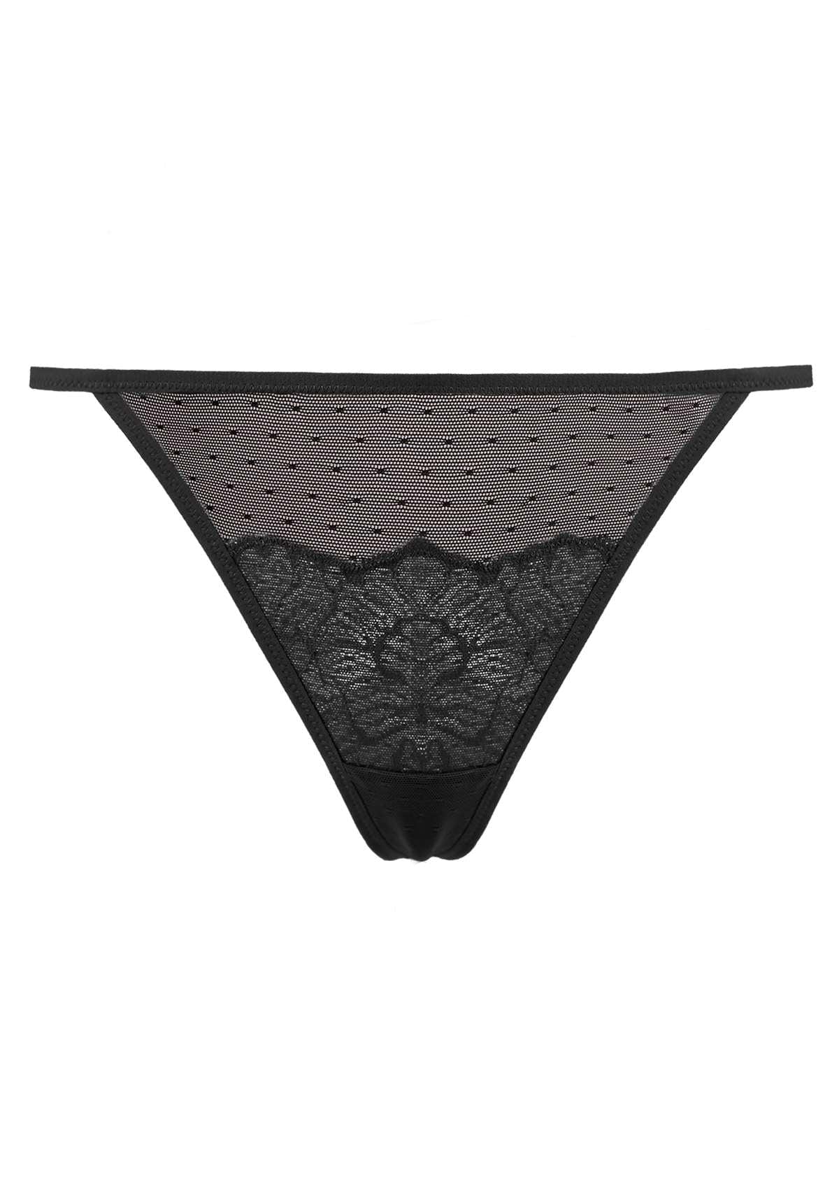 HSIA Blossom Floral Lace Mesh Cheeky Sexy String Thongs - 3 Pack - M / Storm Blue+Dark Pink+Black