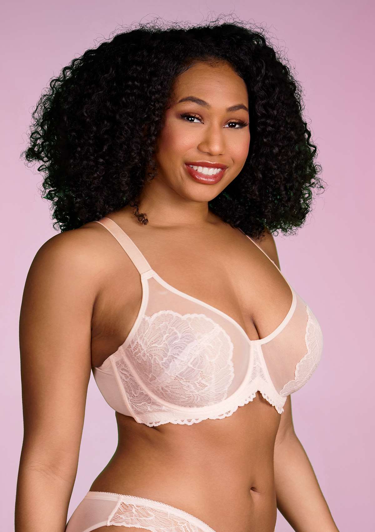 HSIA Blossom Sheer Lace Bra: Comfortable Underwire Bra For Big Busts - Dusty Peach / 34 / C