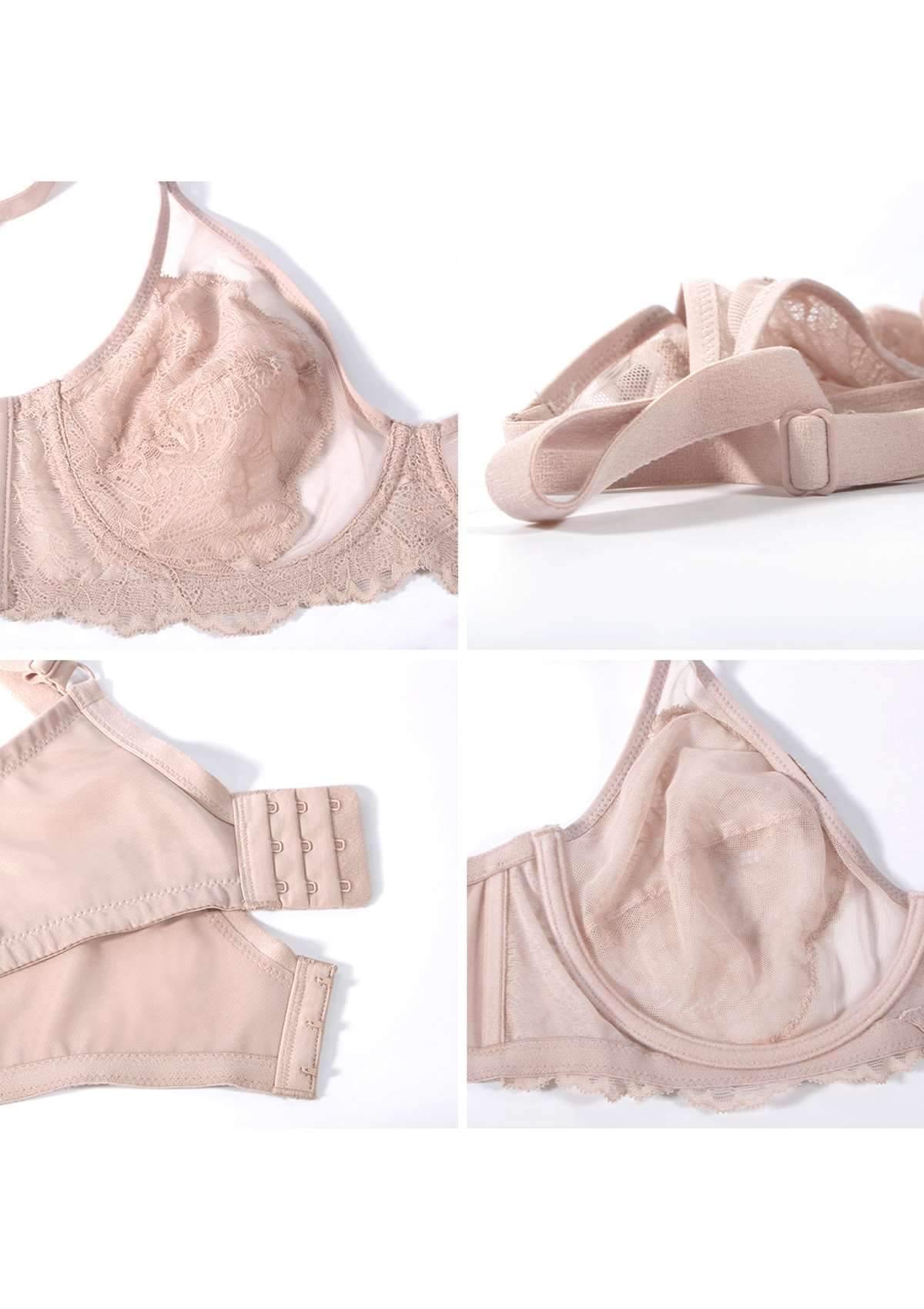 HSIA Blossom Lace Bra And Panties Set: Best Bra For Large Busts - Dark Pink / 46 / DD/E