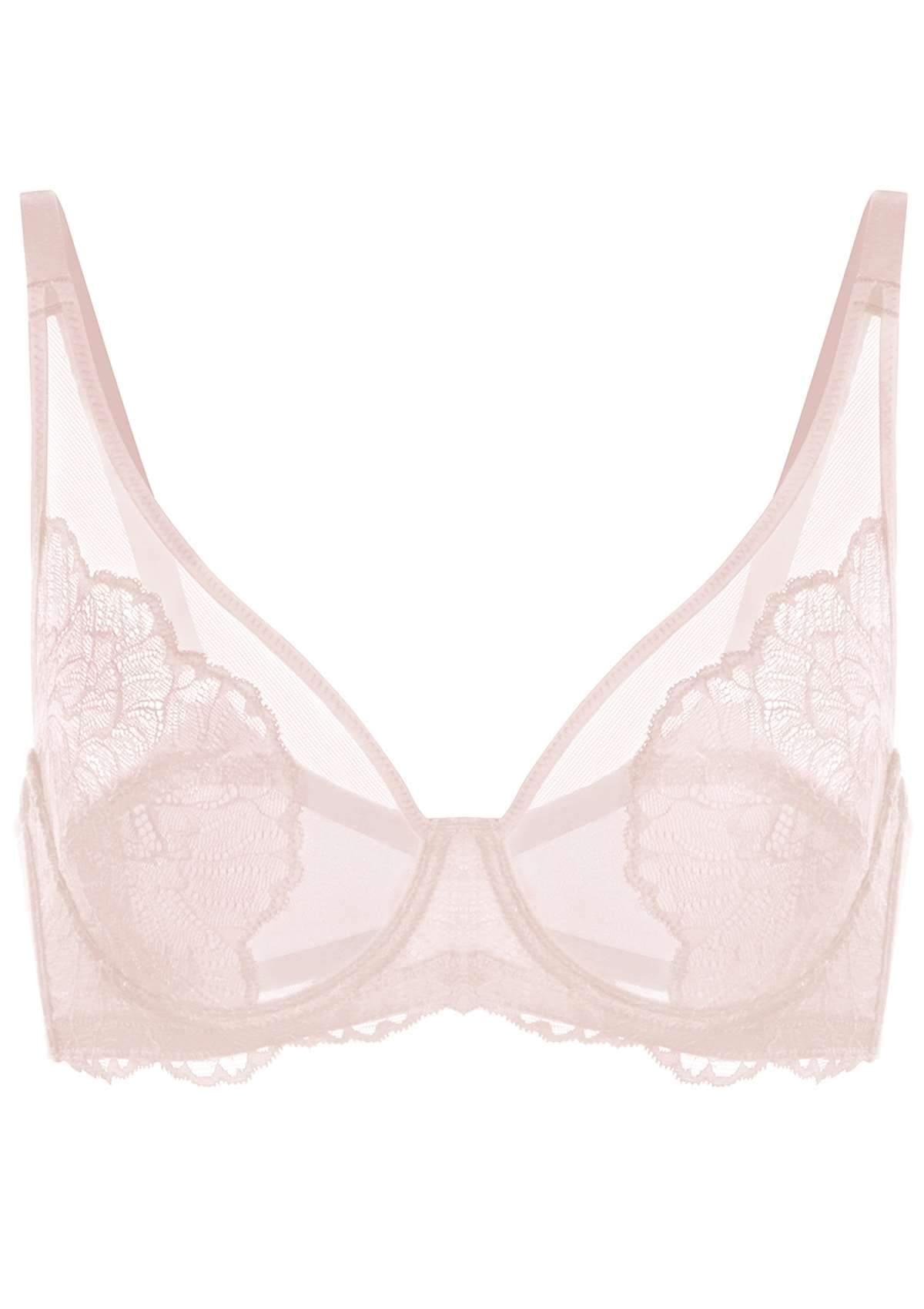 HSIA Blossom Lace Bra And Panties Set: Best Bra For Large Busts - Dark Pink / 44 / C