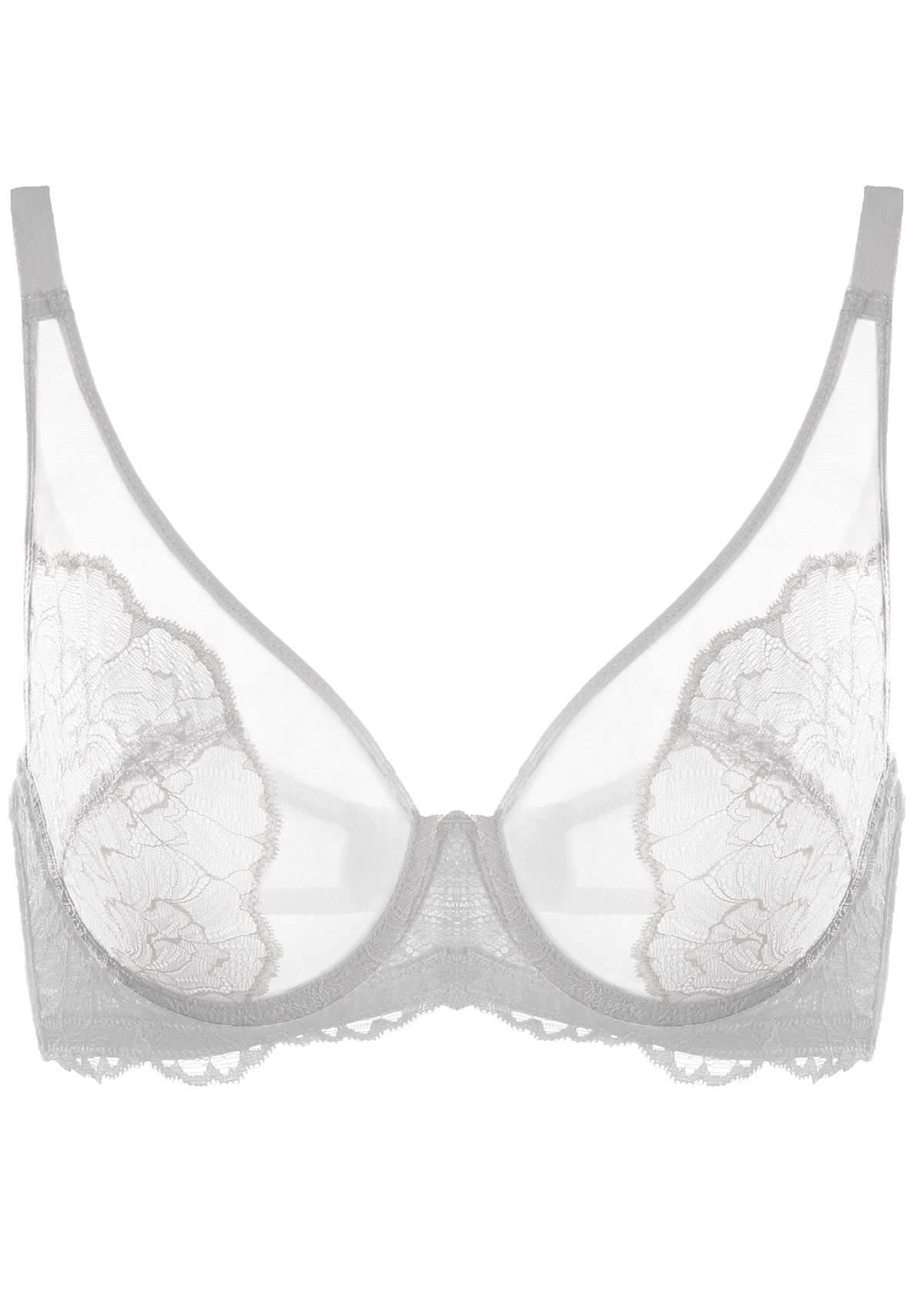 HSIA Blossom Unlined Underwire Lightweight Everyday Lace Bra Set - Light Gray / 40 / DDD/F