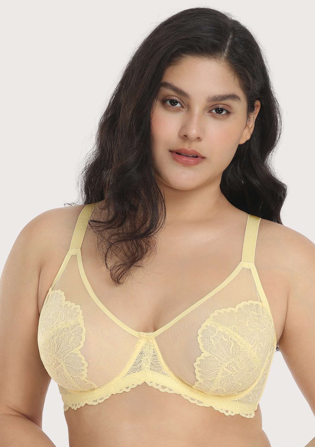 HSIA Blossom Full Coverage Side Support Bra: Designed For Heavy Busts - Light Yellow / 40 / C