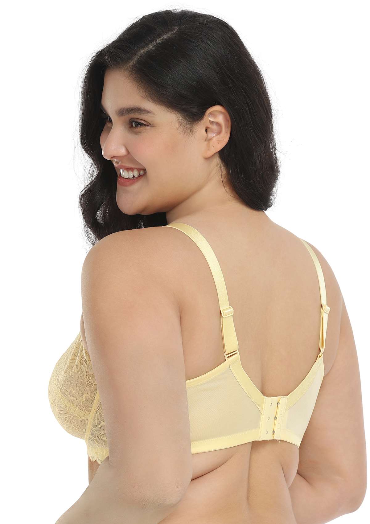 HSIA Blossom Full Coverage Side Support Bra: Designed For Heavy Busts - Light Yellow / 34 / DD/E
