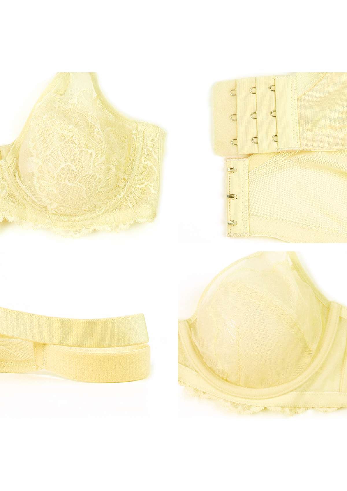 HSIA Blossom Full Coverage Side Support Bra: Designed For Heavy Busts - Light Yellow / 40 / C