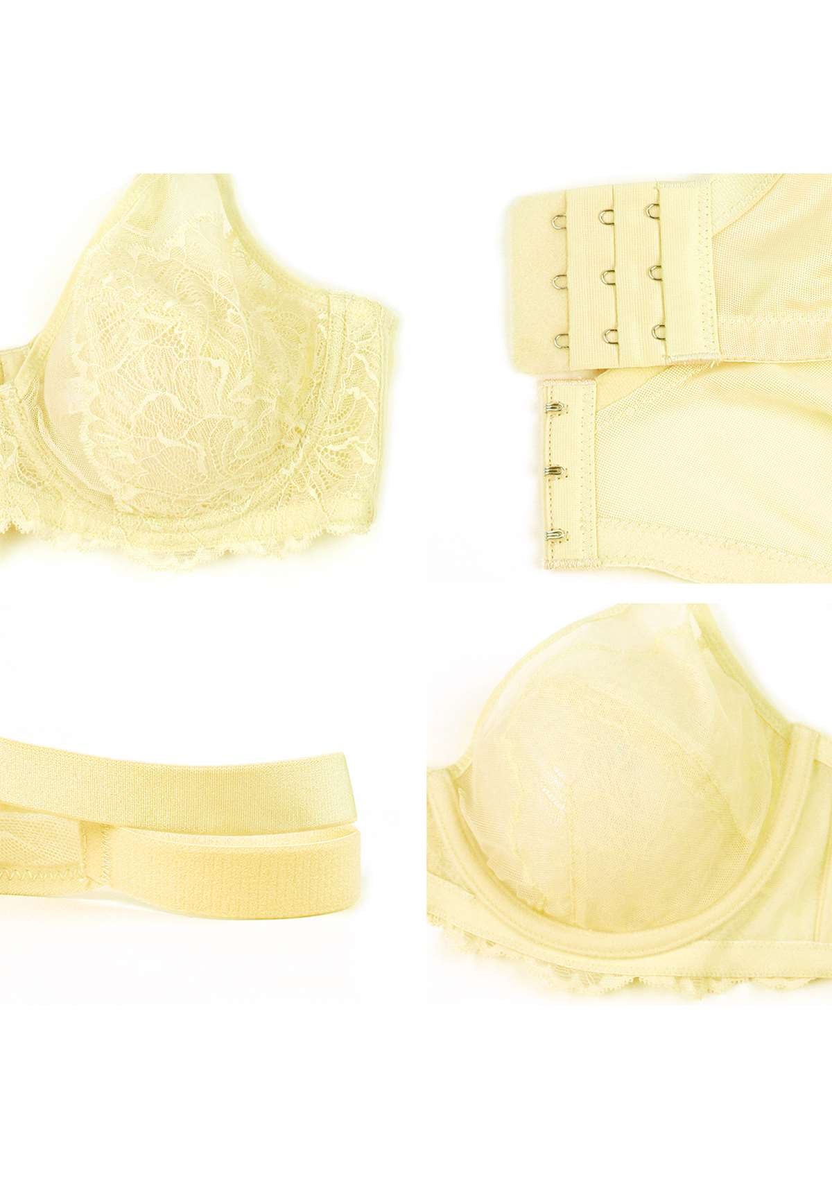 HSIA Blossom Full Coverage Side Support Bra: Designed For Heavy Busts - Light Yellow / 42 / H