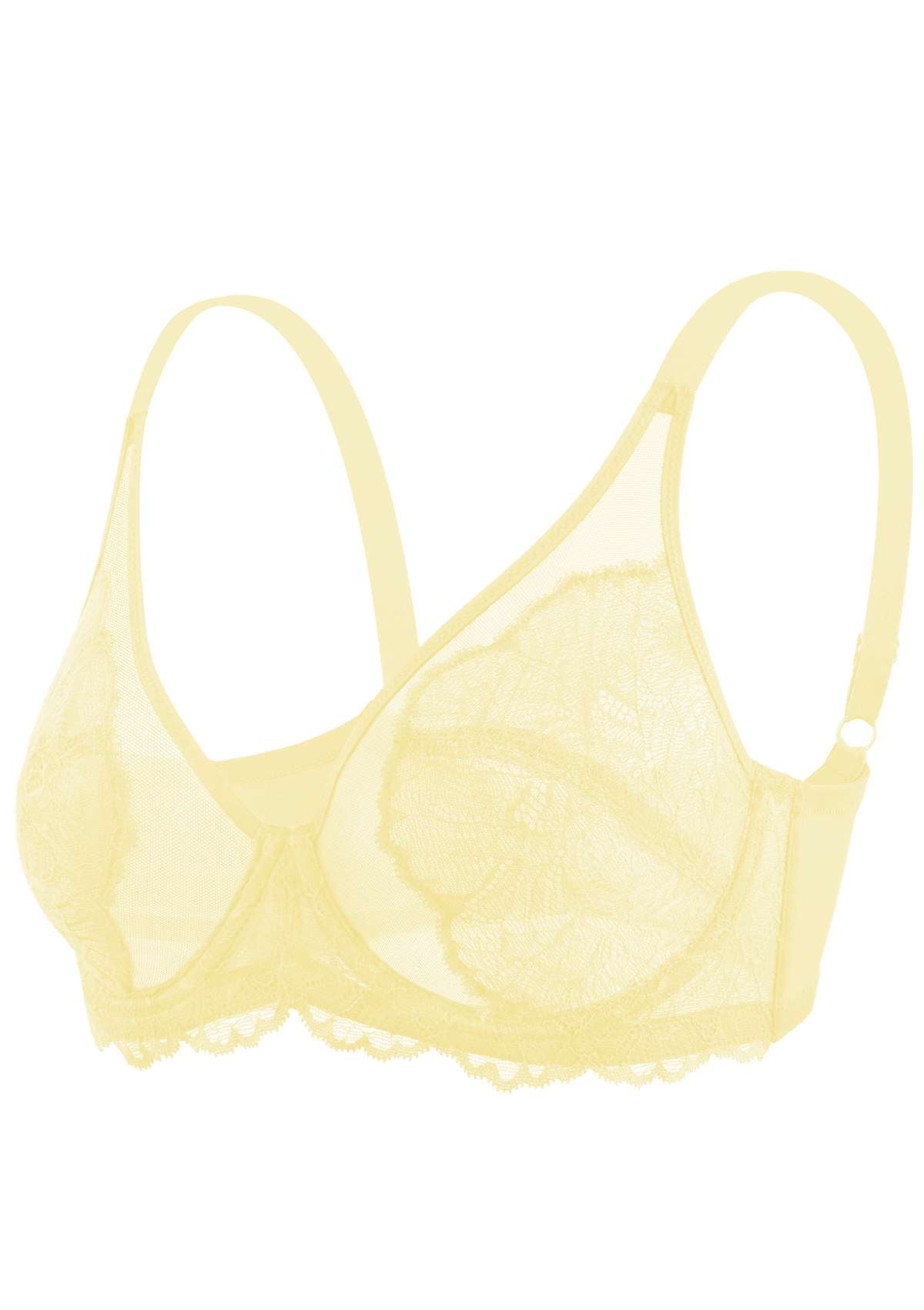 HSIA Blossom Full Coverage Side Support Bra: Designed For Heavy Busts - Light Yellow / 38 / H