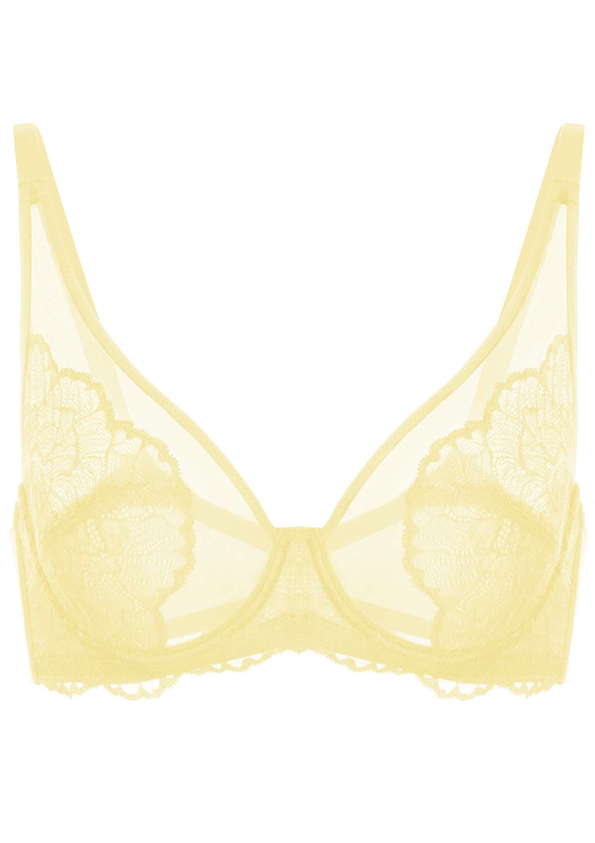 HSIA Blossom Full Coverage Side Support Bra: Designed For Heavy Busts - Light Yellow / 38 / DDD/F