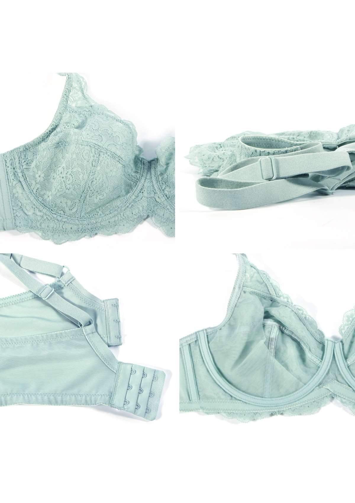 HSIA All-Over Floral Lace: Best Bra For Elderly With Sagging Breasts - Pewter Blue / 40 / D