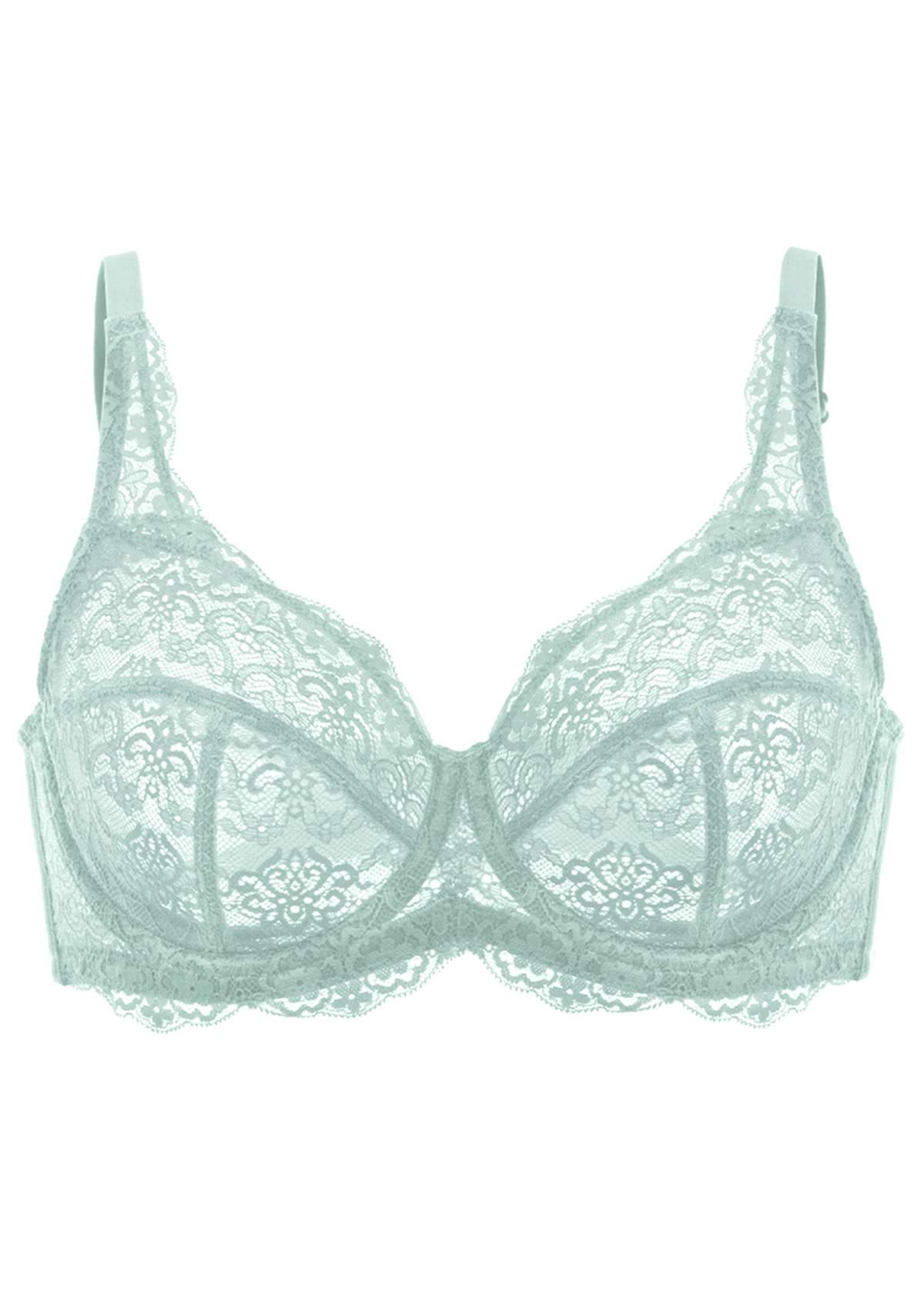 HSIA All-Over Floral Lace: Best Bra For Elderly With Sagging Breasts - Pewter Blue / 34 / DD/E