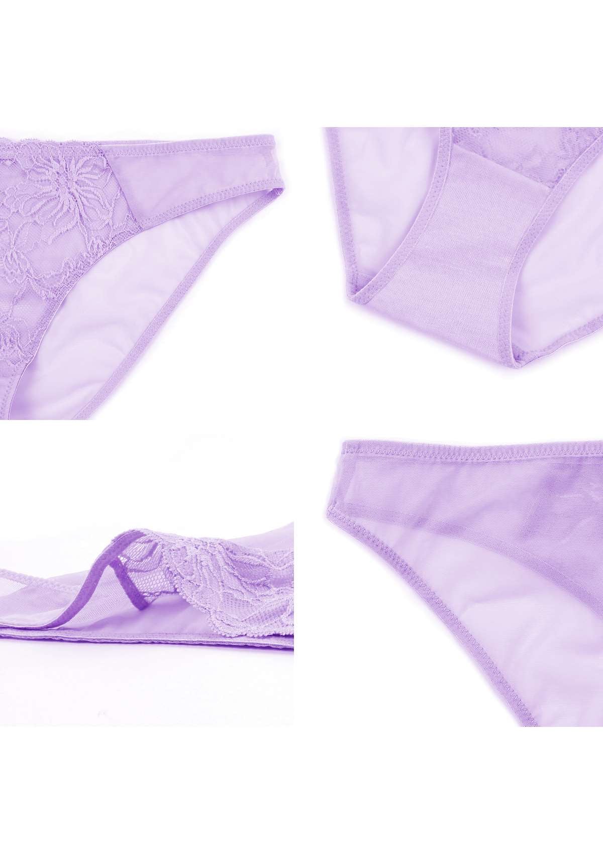 HSIA Mid-Rise Delicate Lace Sheer Underwear, Breathable And Comfortable - S / Purple