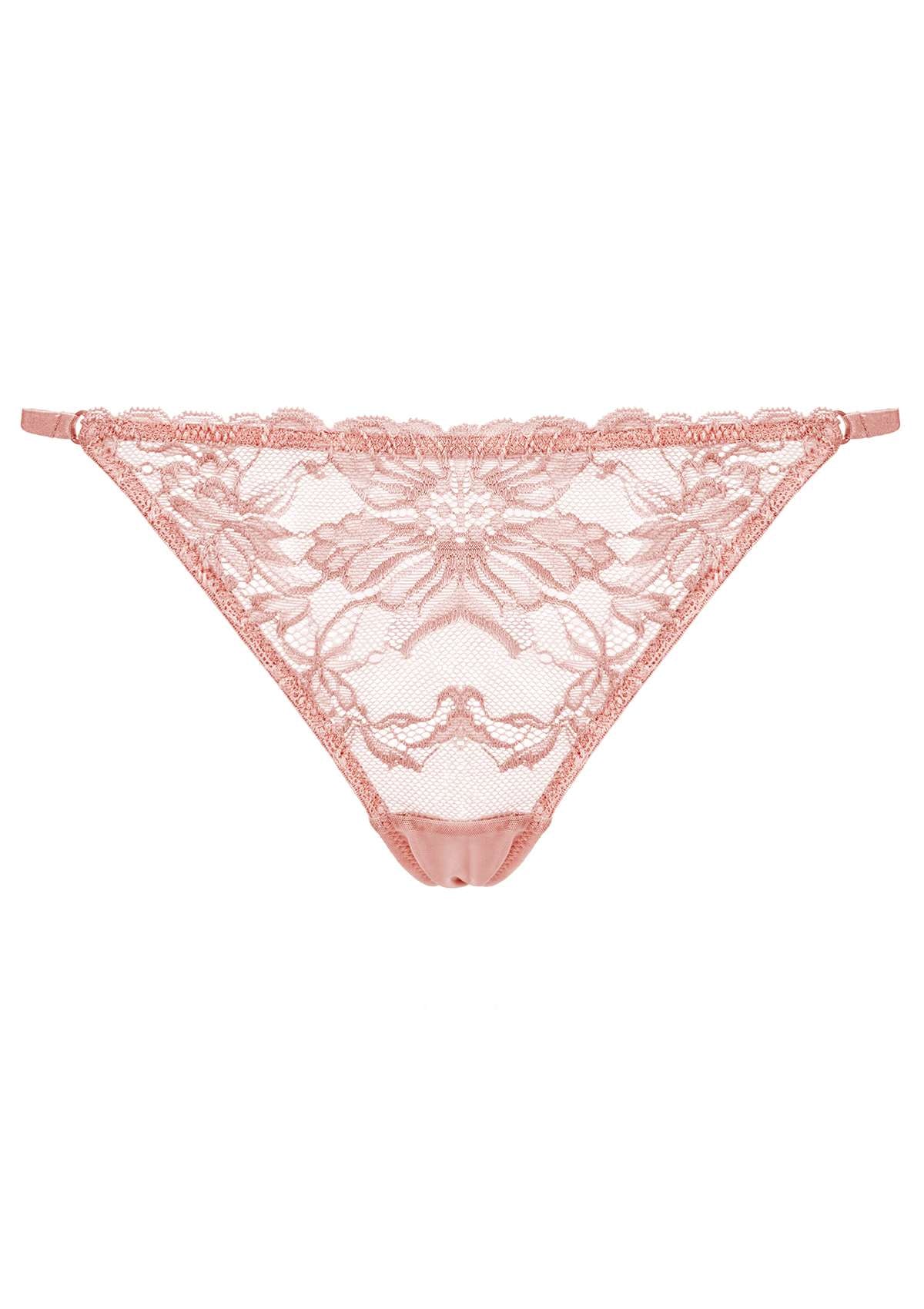 HSIA Pretty In Petals: 3-Pack Of Sexy Floral Chic Lace String Thongs - M / Light Coral+Dusty Peach+Pewter Blue