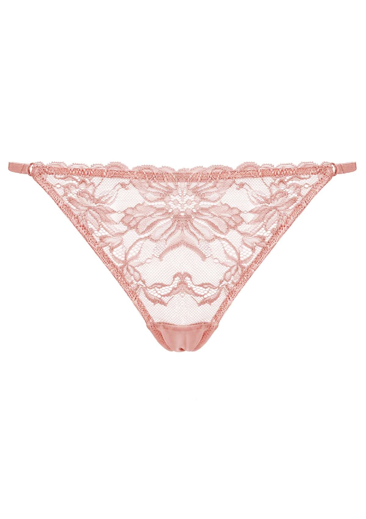 HSIA Pretty In Petals: 3-Pack Of Sexy Floral Chic Lace String Thongs - S / Light Coral+Dusty Peach+Pewter Blue
