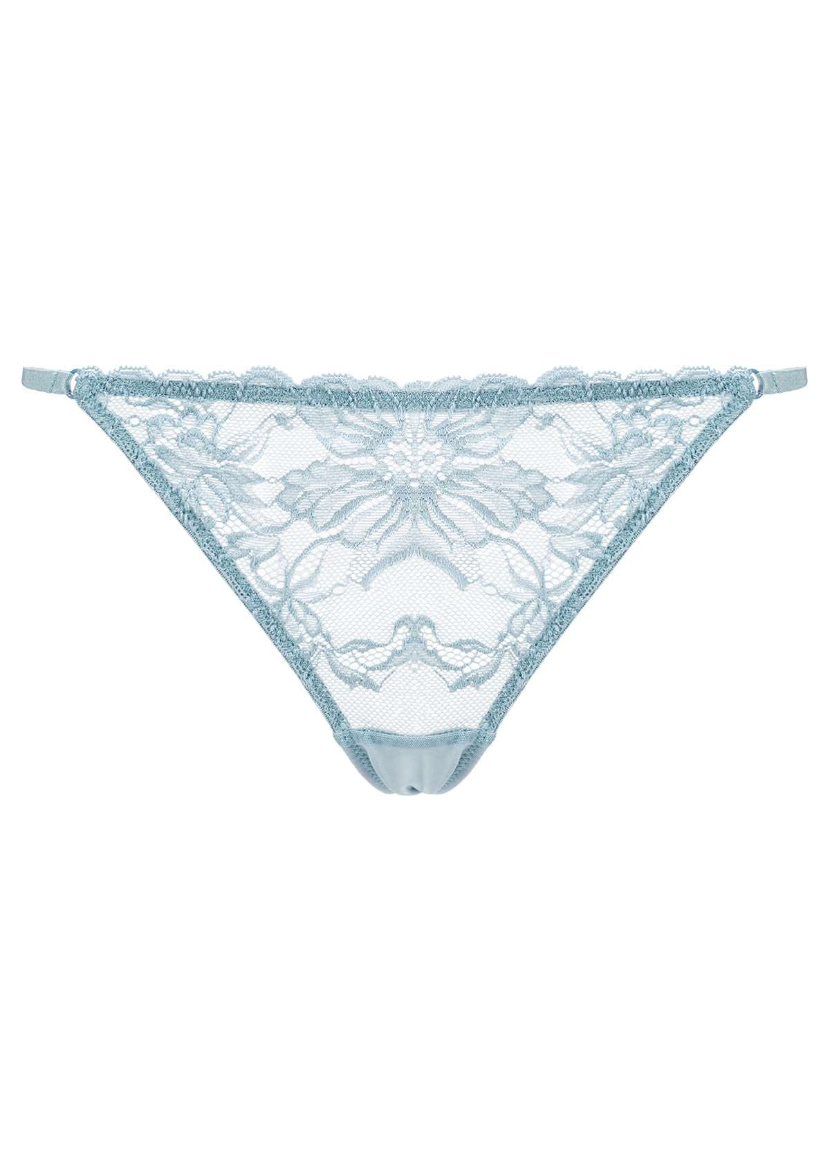 HSIA Pretty In Petals: 3-Pack Of Sexy Floral Chic Lace String Thongs - L / Light Coral+Dusty Peach+Pewter Blue