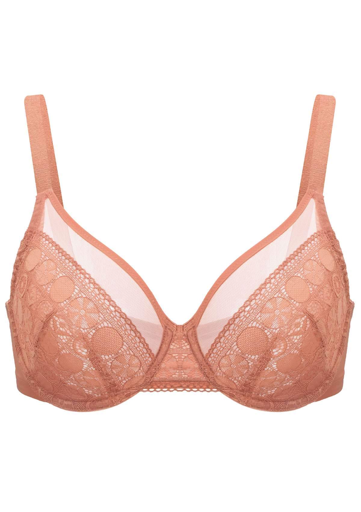 HSIA Time To Shine Lace Unlined Bra - Orange / 34 / C