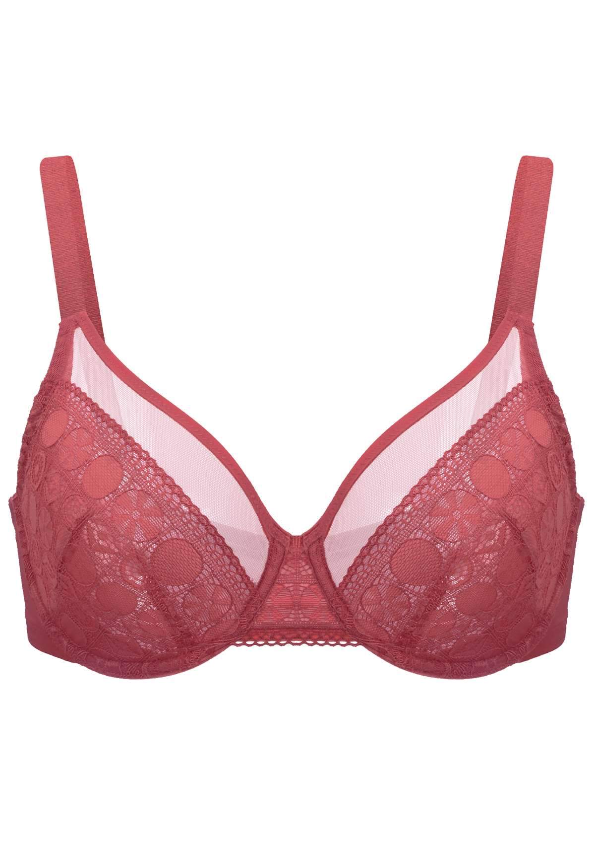 HSIA Time To Shine Lace Unlined Bra - Orange / 34 / C