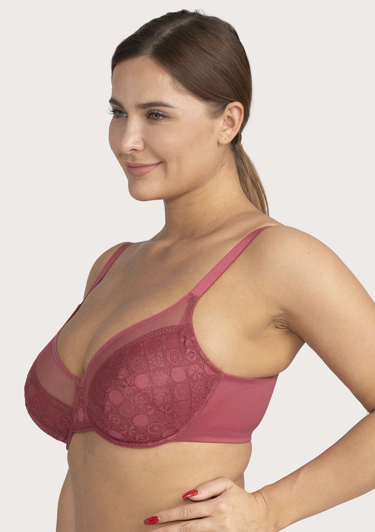 HSIA Time To Shine Lace Unlined Bra - Paradise Pink / 34 / C