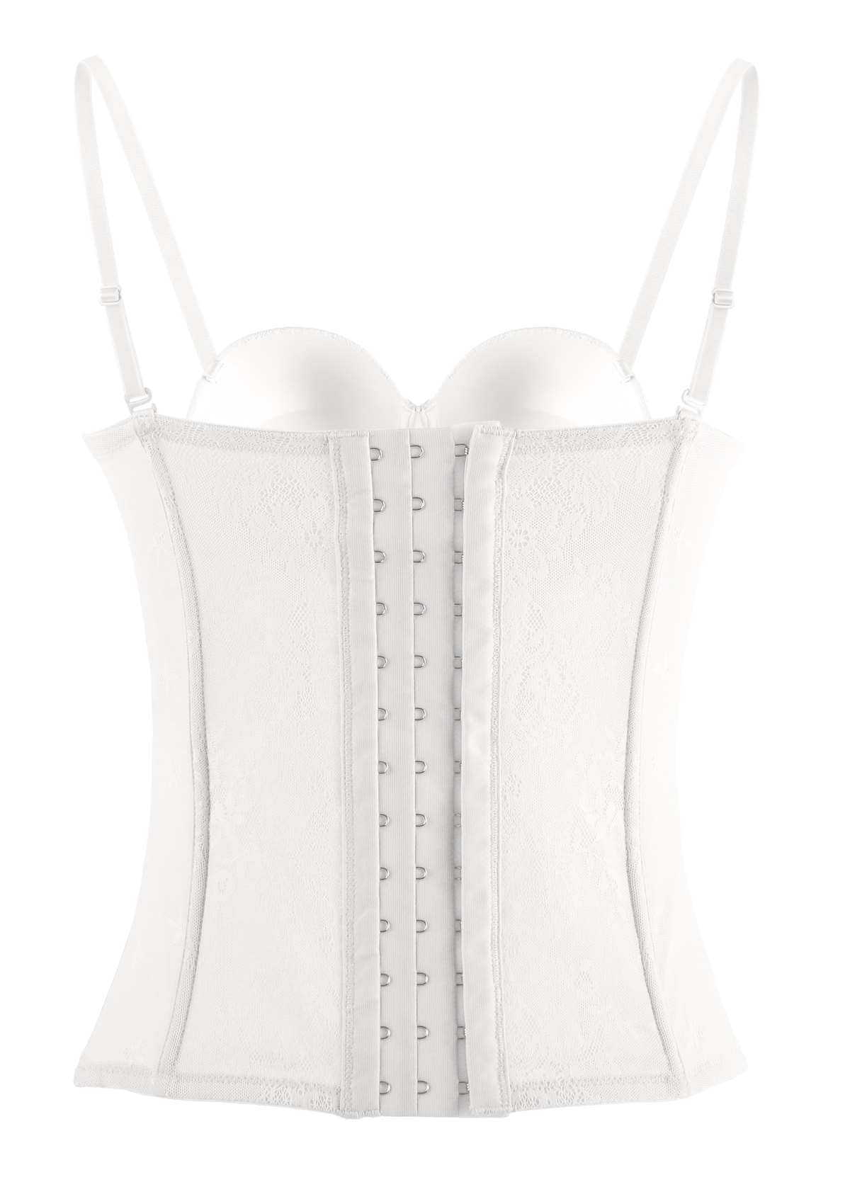 HSIA Gracious Vintage-Inspired Lace Overbust Elegant Corset Bustier - M / White