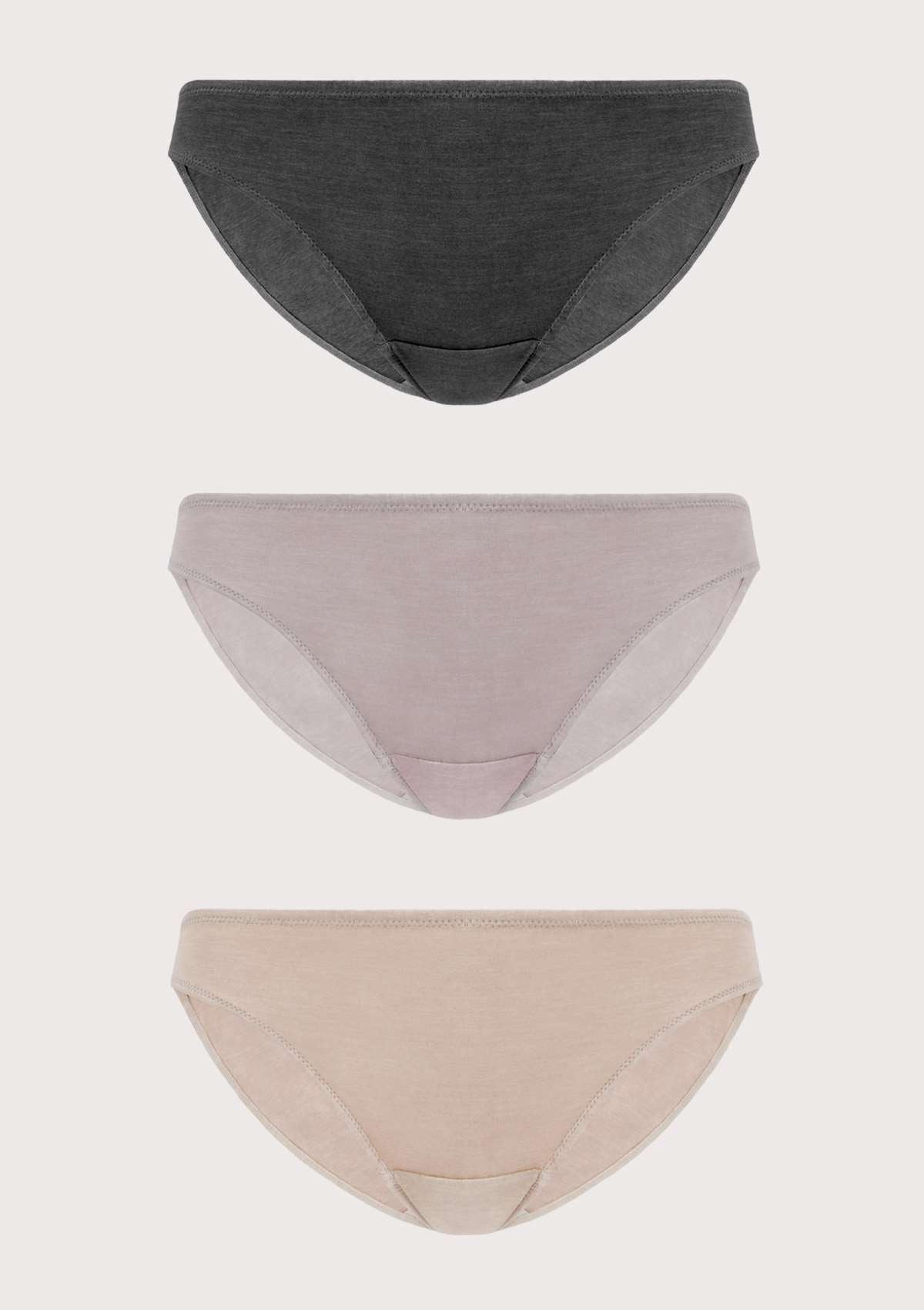 HSIA Comfort Cotton Mid-rise Bikini Panties 3 Pack - M / Black+Pink+Beige