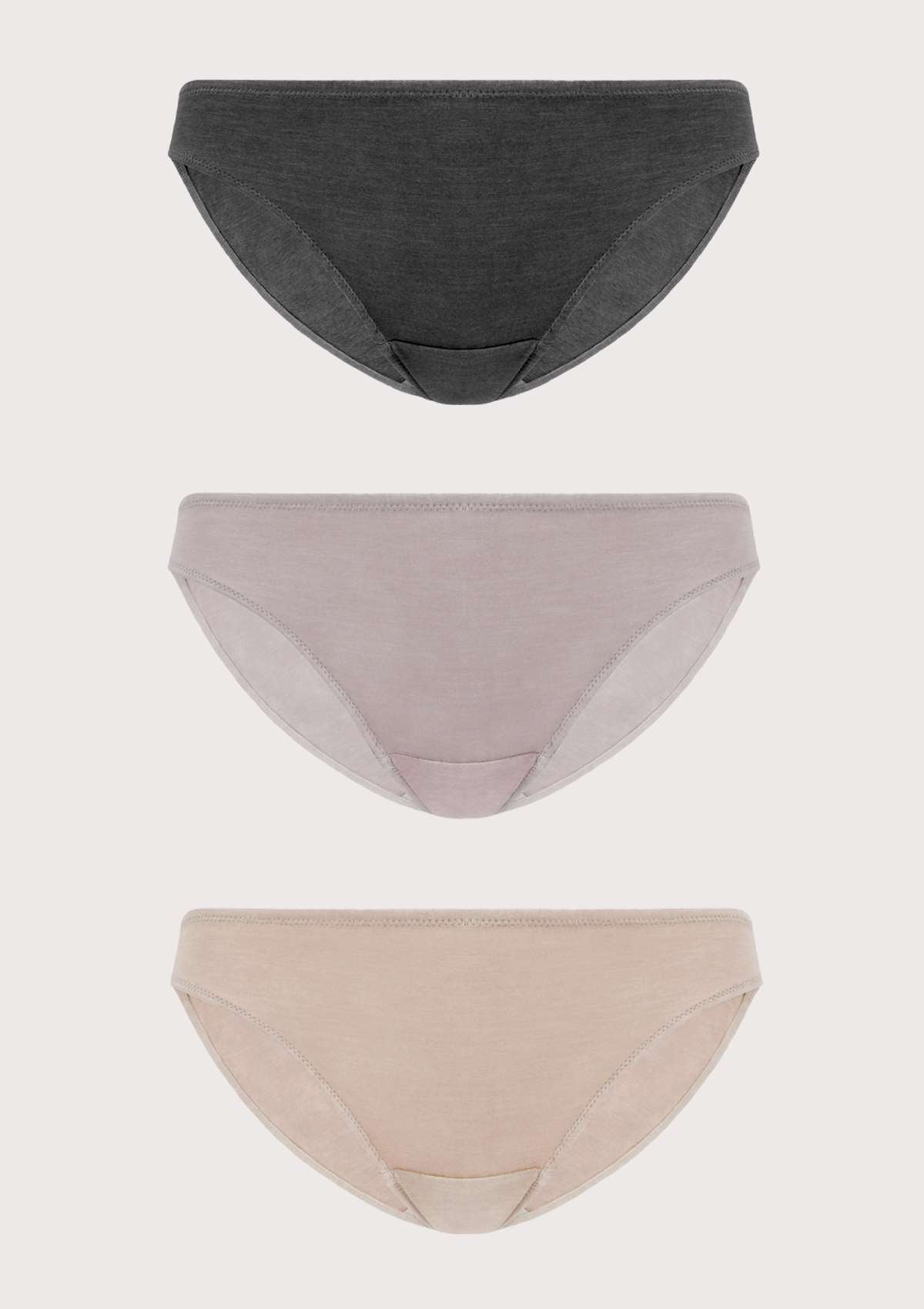 HSIA Comfort Cotton Mid-rise Bikini Panties 3 Pack - L / Black+Pink+Beige