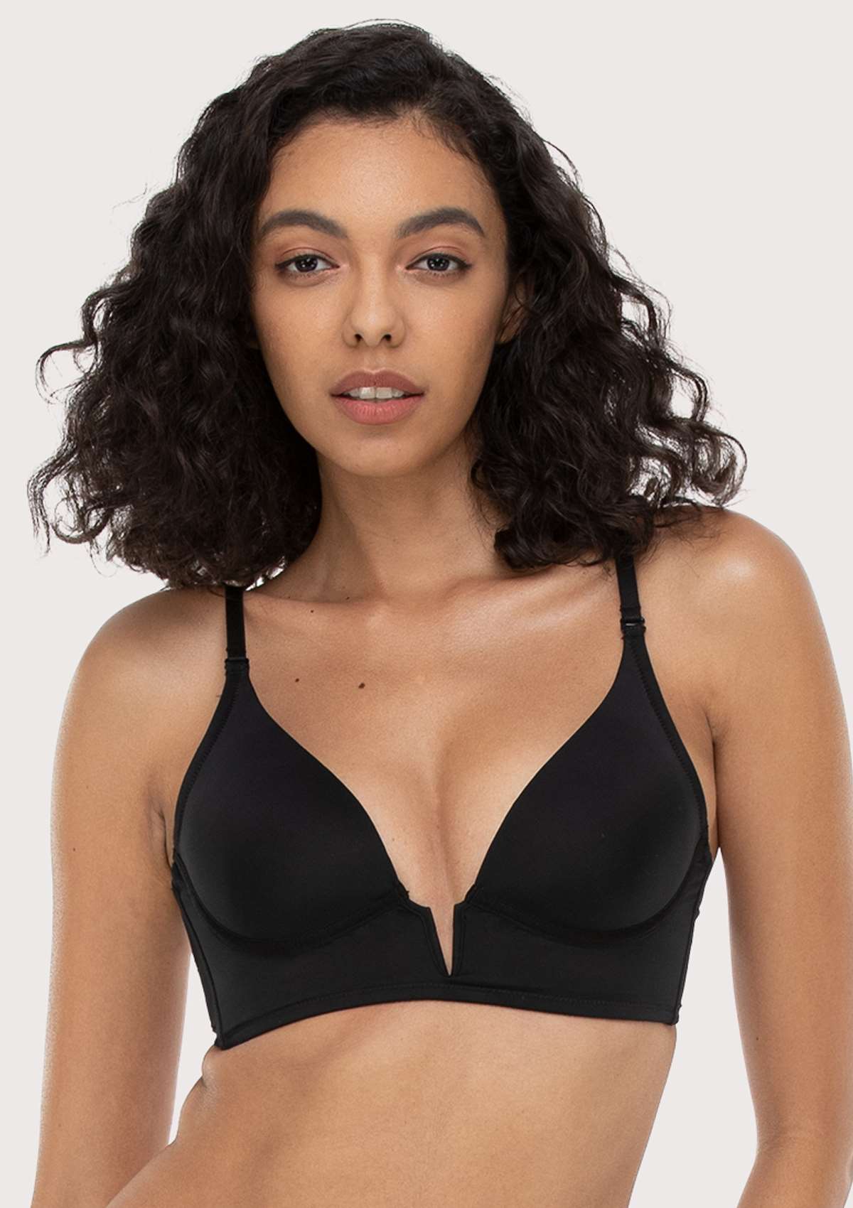 HSIA Deep V Plunge Low Back Wire Bra - 36D / Black