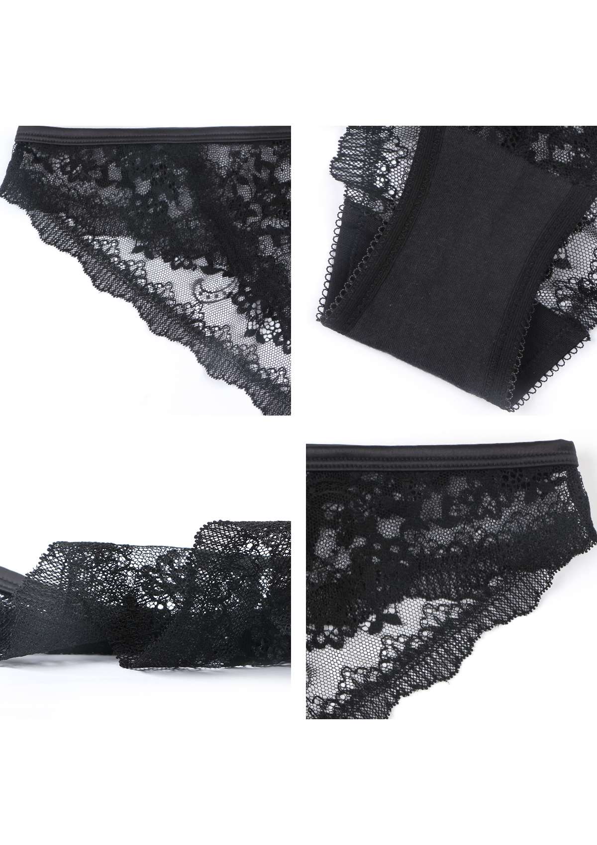 HSIA Floral Lace Bridal Cheeky Underwear: Delicate, Airy, And Comfy - Black / L