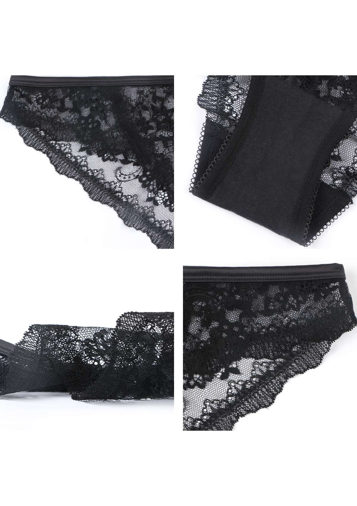 HSIA Floral Lace Bridal Cheeky Underwear: Delicate, Airy, And Comfy - Black / M