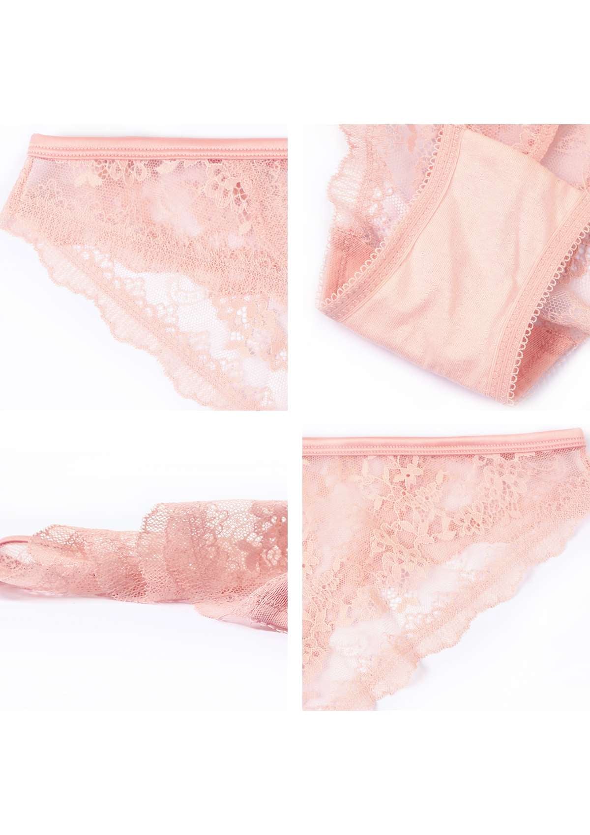 HSIA Floral Bridal Intricate All-Over Lace Romantic Bikini Underwear - Pink / S
