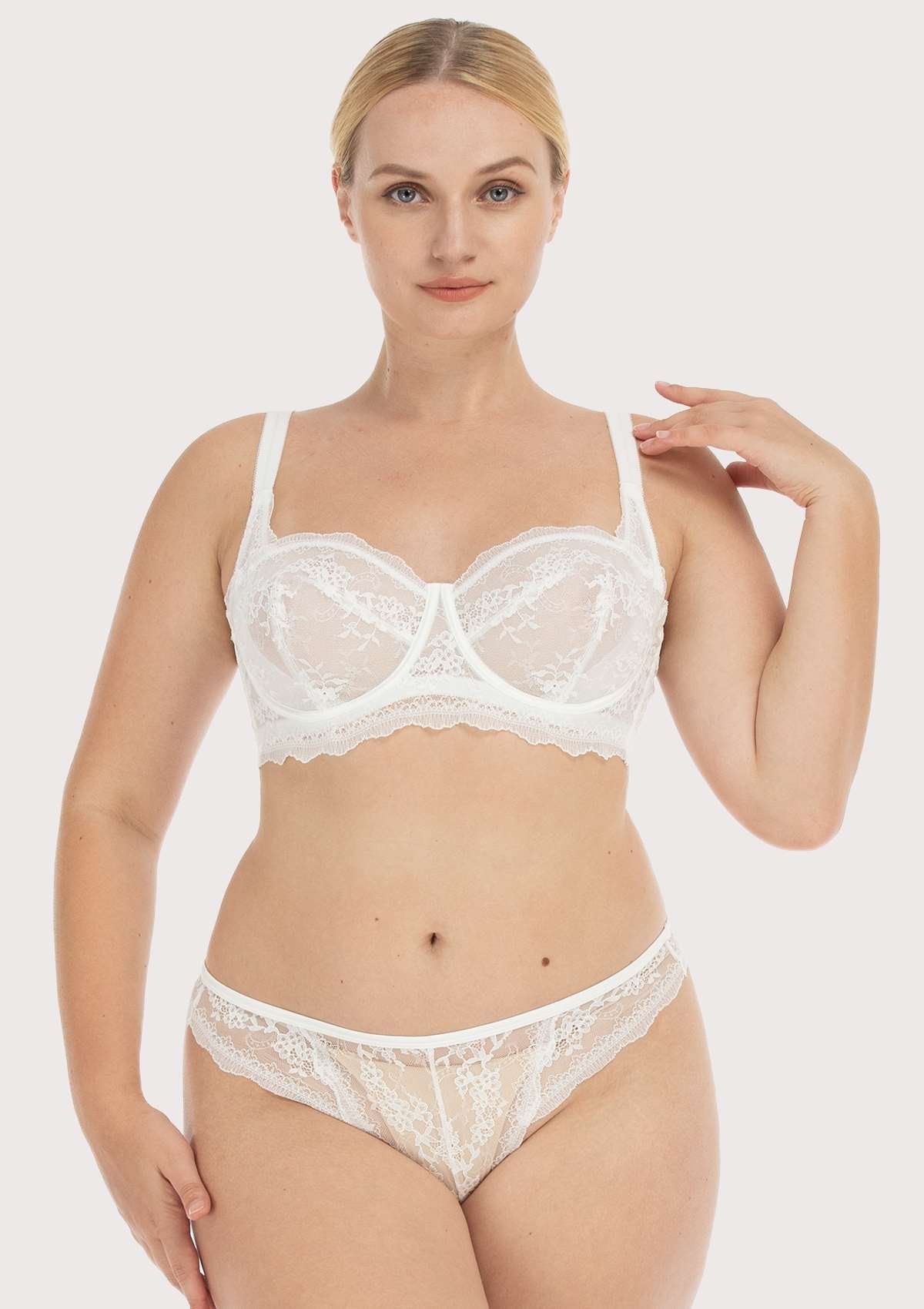 HSIA I Do Floral Lace Bridal Balconette Beautiful Bra For Special Day - White / 34 / DD/E