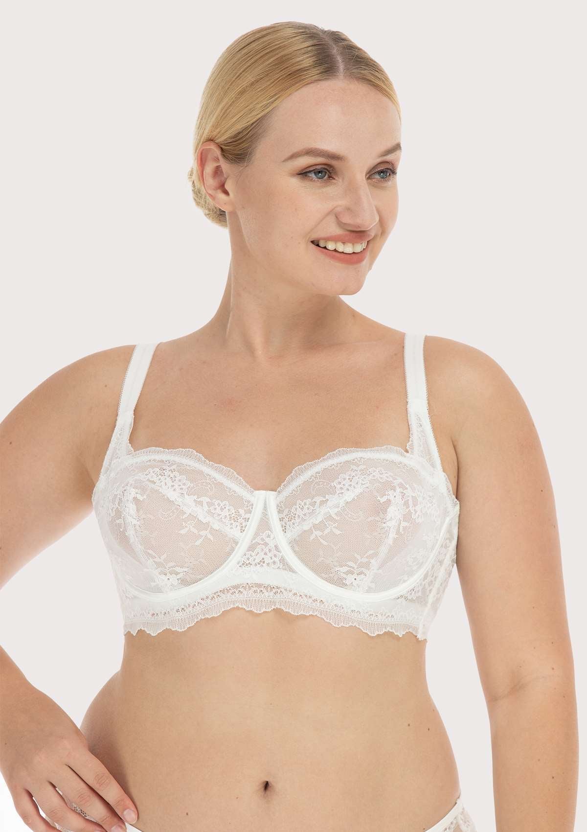 HSIA I Do Floral Lace Bridal Balconette Beautiful Bra For Special Day - White / 34 / D