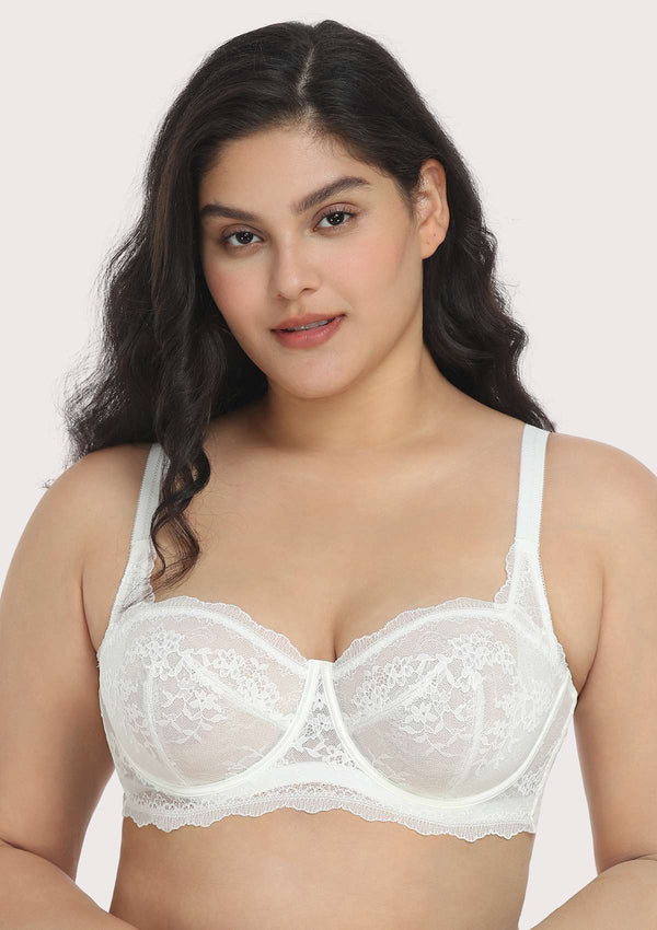 Unlined Balconette Bra Push up Without Padding Delicate Floral
