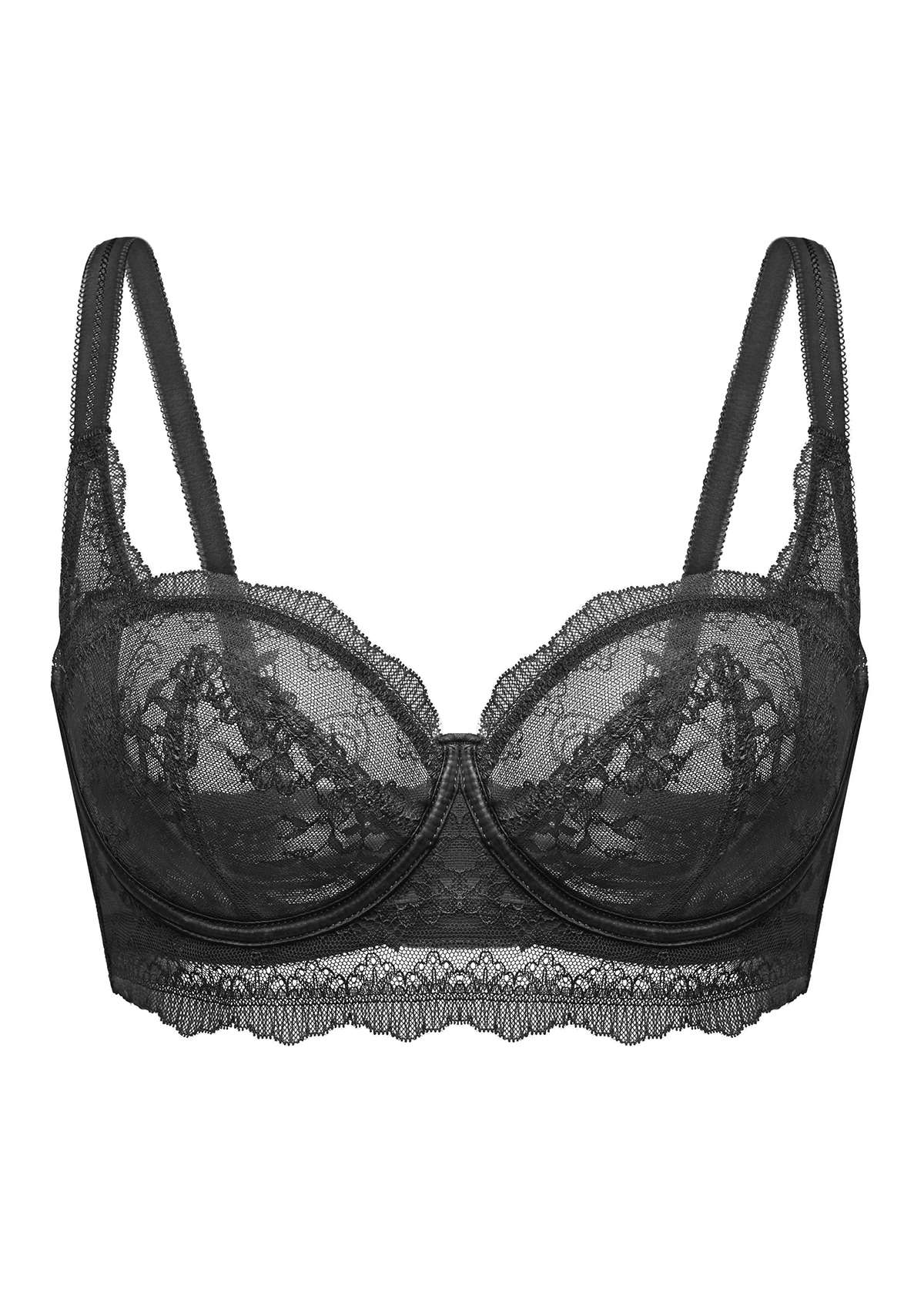 HSIA Floral Lace-adorned Unlined Bridal Timeless Balconette Bra Set - Black / 38 / C