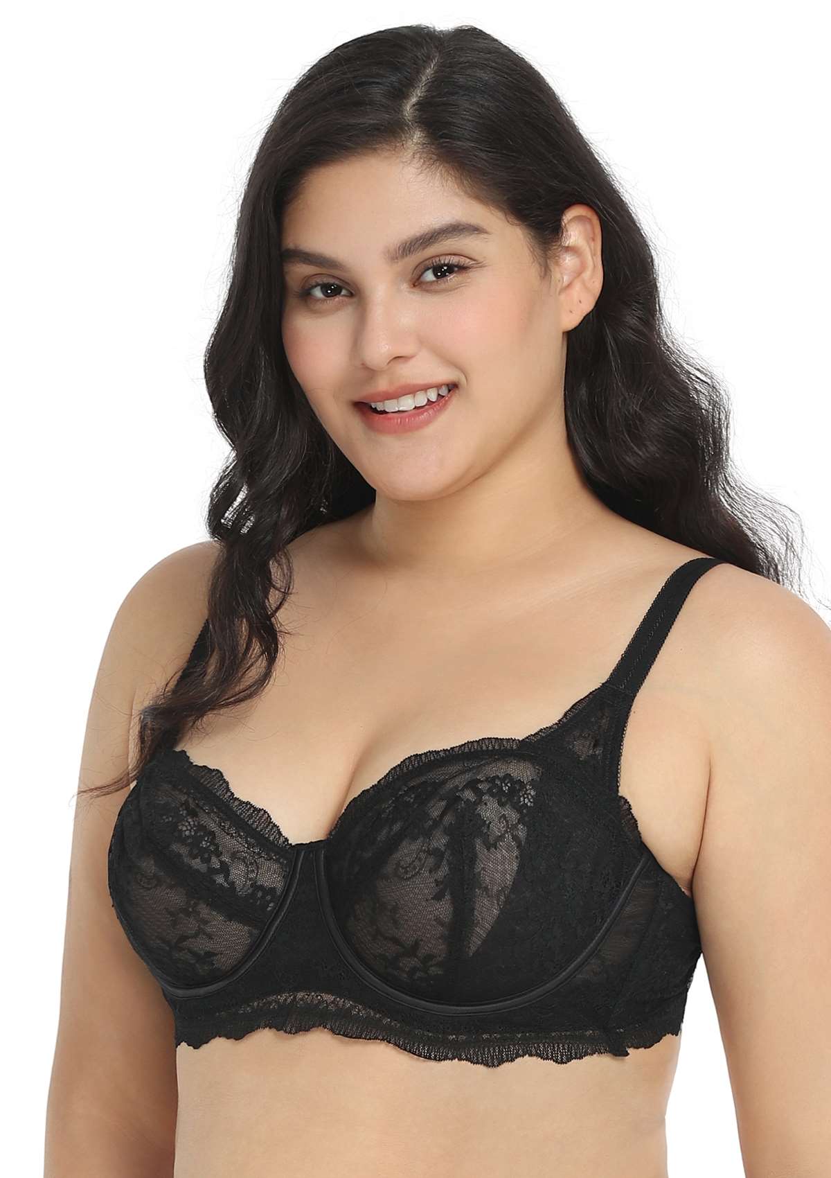 HSIA Floral Lace-adorned Unlined Bridal Timeless Balconette Bra Set - Black / 38 / C