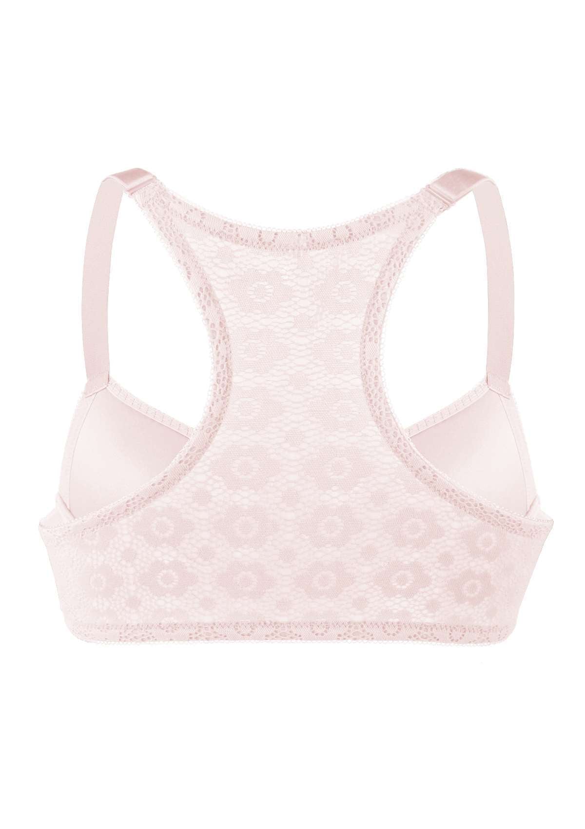 HSIA Serena Front-Close Lace Racerback Underwire Bra For Back Support - Pink / 34 / DD/E