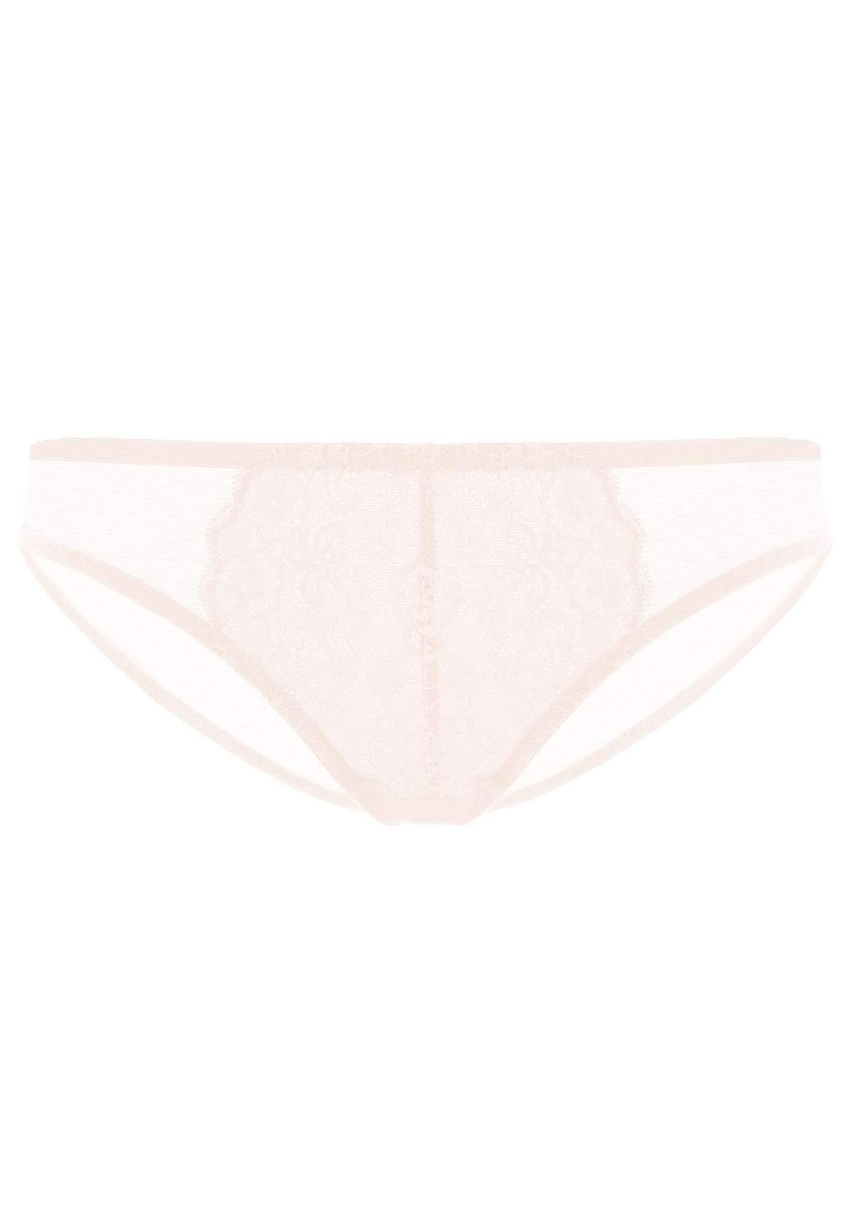 HSIA Nymphaea Front Floral Lace Mesh Back Comfort Bikini Underwear - S / Dusty Peach