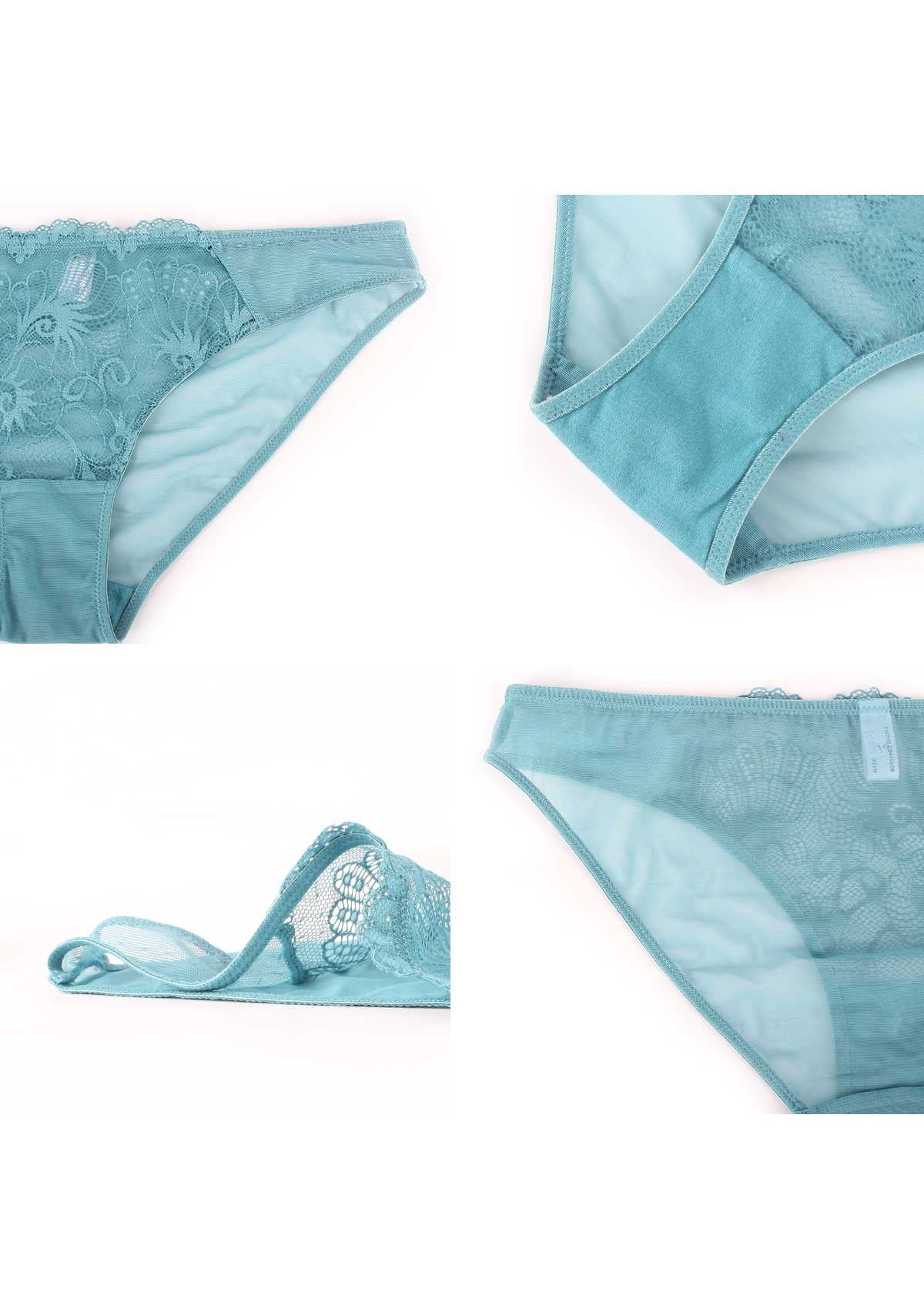 HSIA Front Lace Bikini Panties 3 Pack - S / Black+Burgundy+Crystal Blue