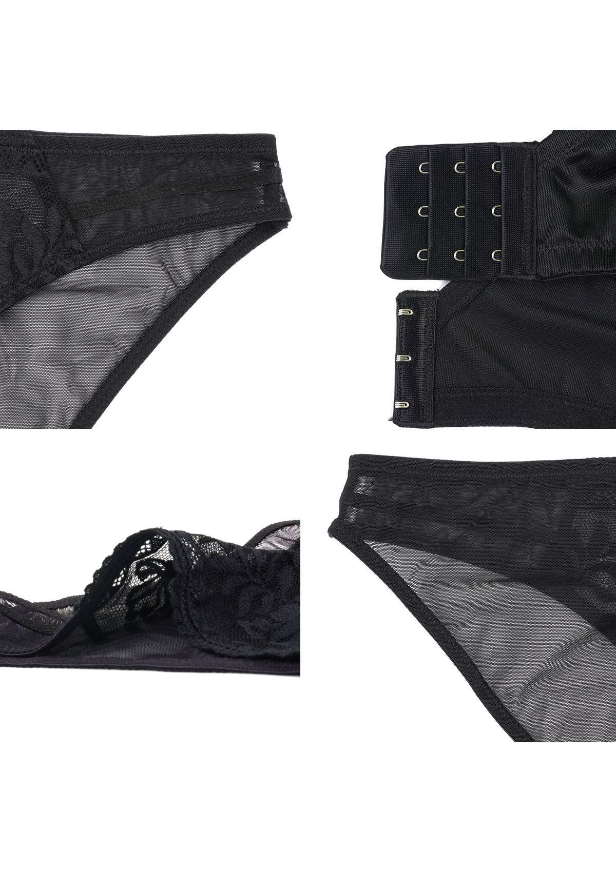 HSIA Gladioli Floral Lace Mesh Airy Elegant Beautiful Bikini Underwear - XL / Black