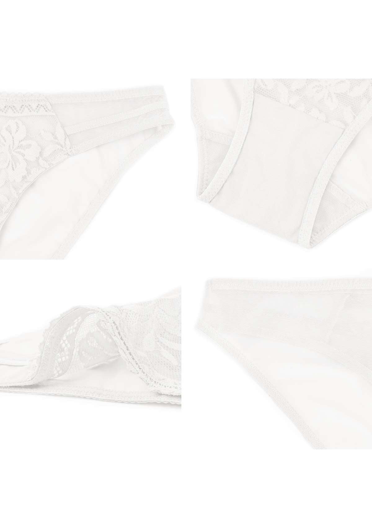 HSIA Gladioli Floral Lace Mesh Airy Elegant Beautiful Bikini Underwear - XXL / White