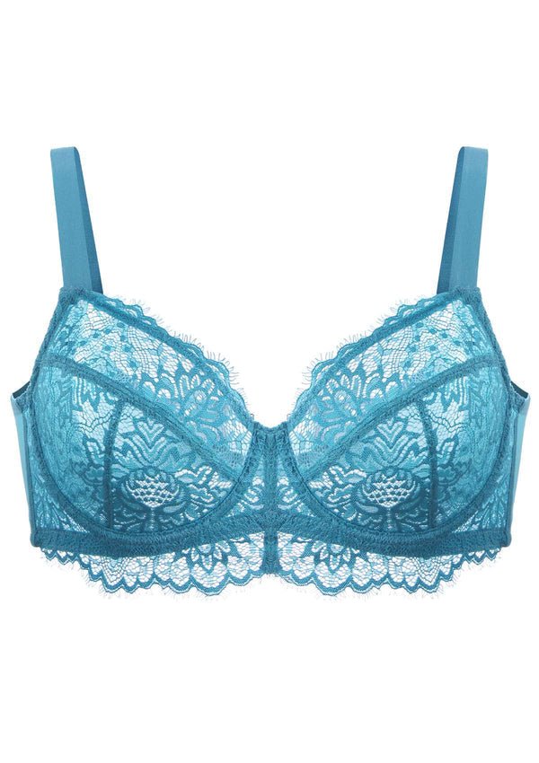 HSIA Sunflower Unlined Lace Bra: Best Bra For Wide Set Breasts - Sky Blue / 40 / I