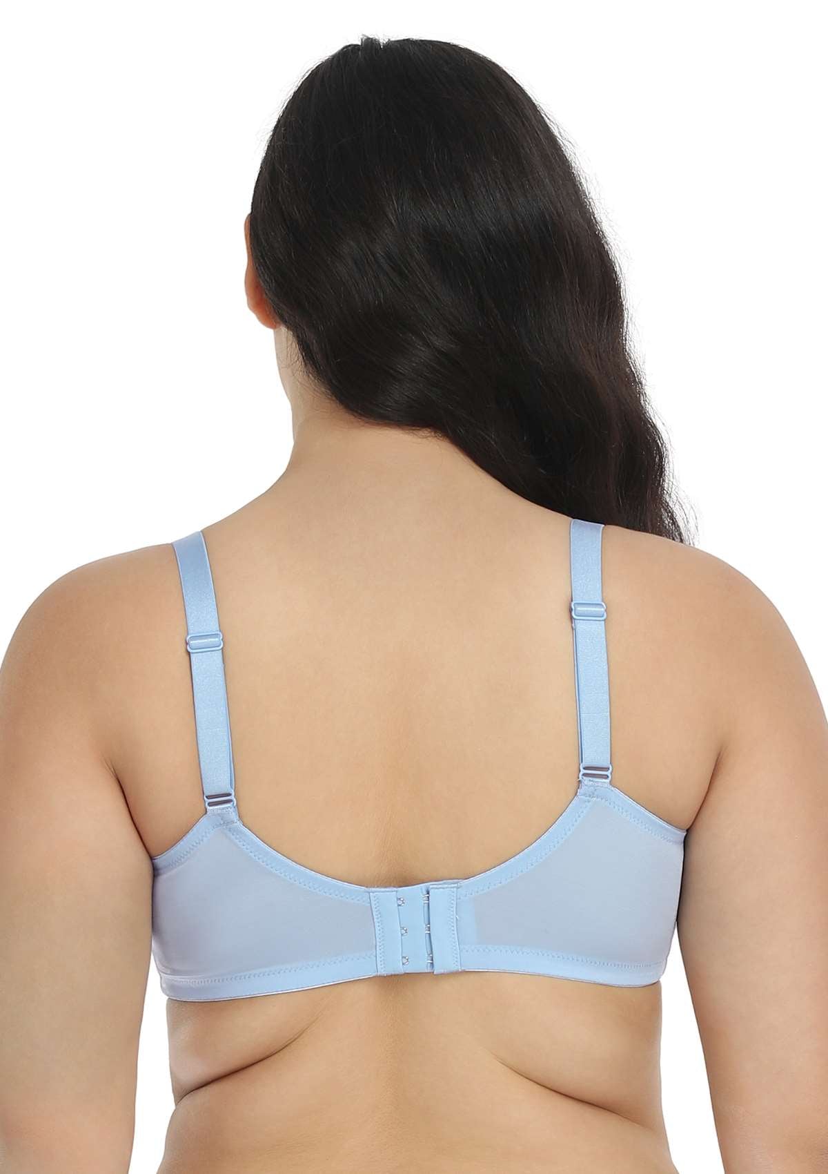HSIA Pretty Secrets Lace-Trimmed Full Coverage Underwire Bra For Support - Light Blue / 44 / D